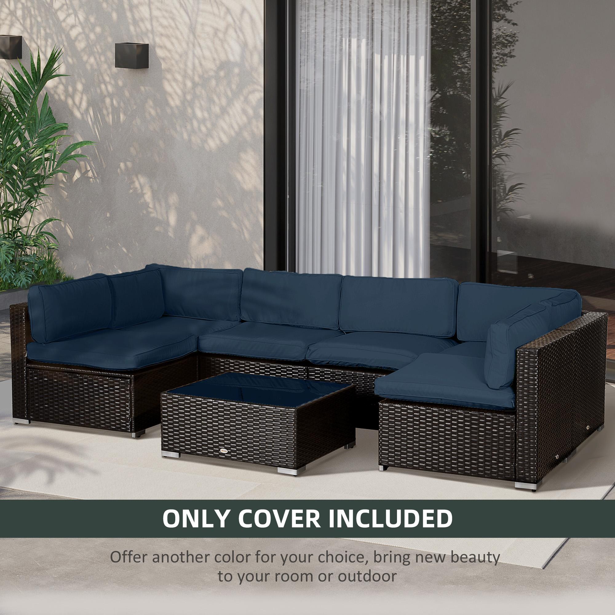 Outsunny Set of 14 Mixed Cushion Covers Blue 6