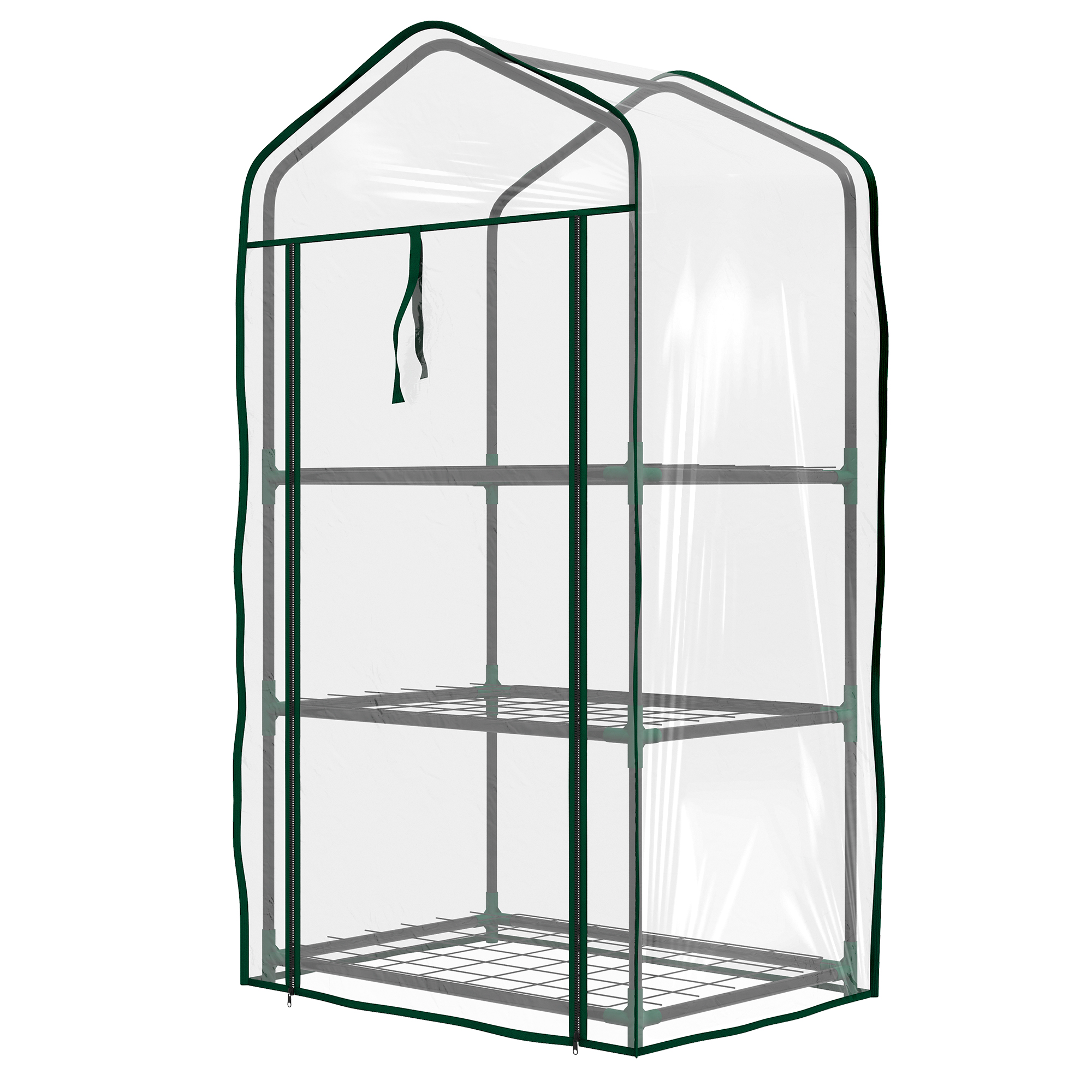 Outsunny Serre de Jardin 3 Niveaux en Métal Vert et Plastique Transparent 59x39x127cm Aosom France