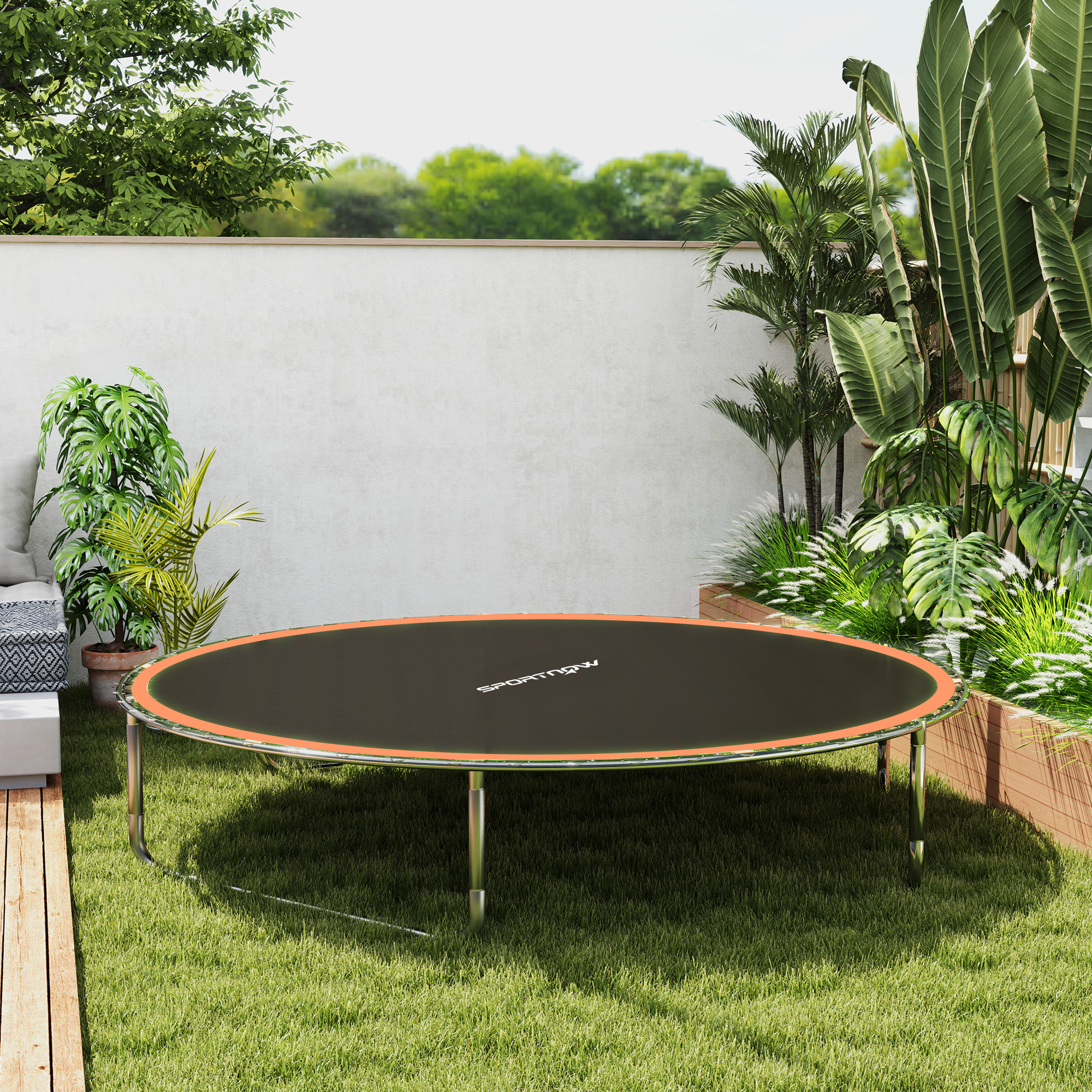 SPORTNOW Trampoline Replacement Mat with Spring Pull Tool, 42 V-Hooks, for 8ft Trampoline using 14cm Springs, Orange 9