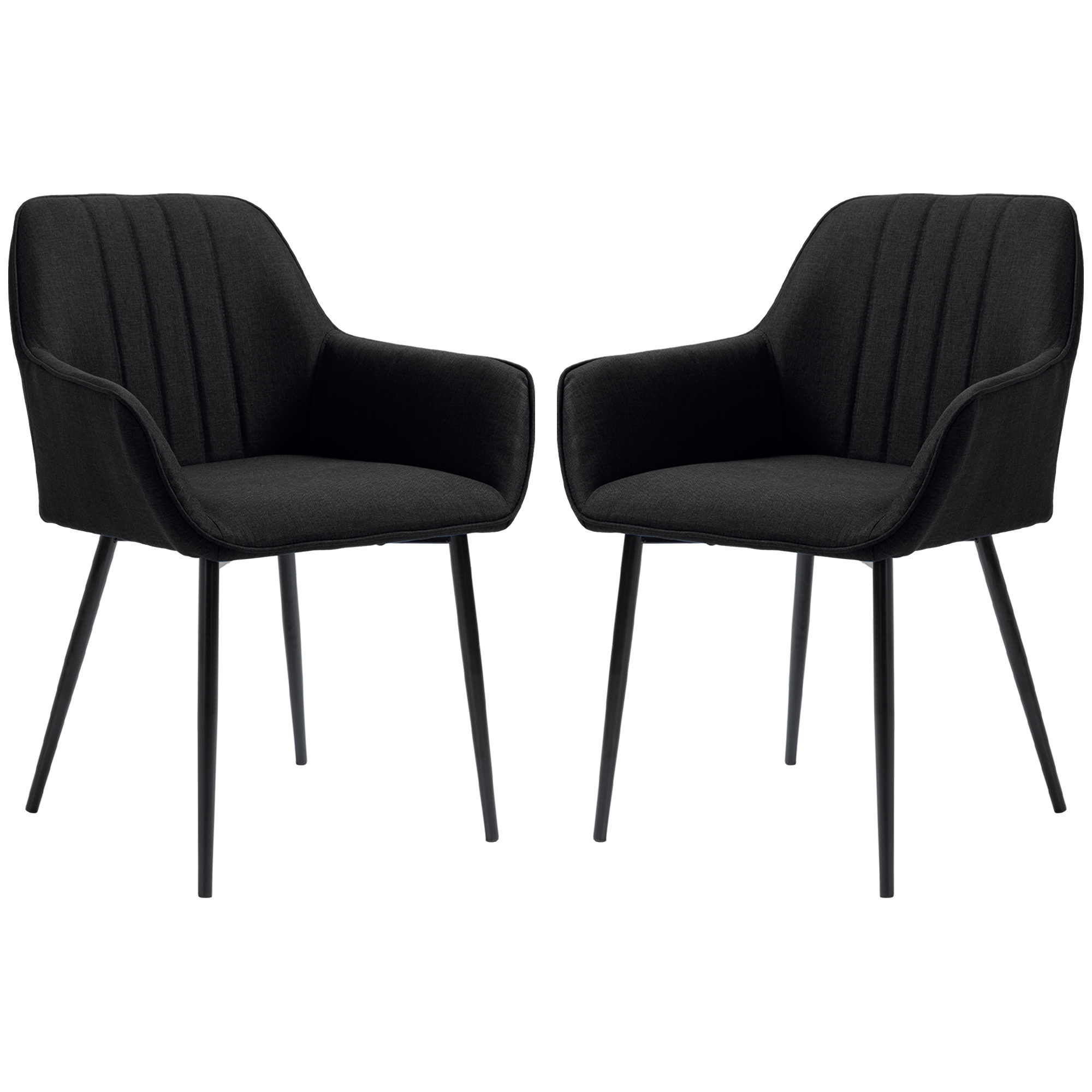 HOMCOM Chaises De Salle à Manger Chaises De Visiteur Design Scandinave - Lot De 2 Chaises Pieds Effiles Metal Noir~1q1hoe93pmg00