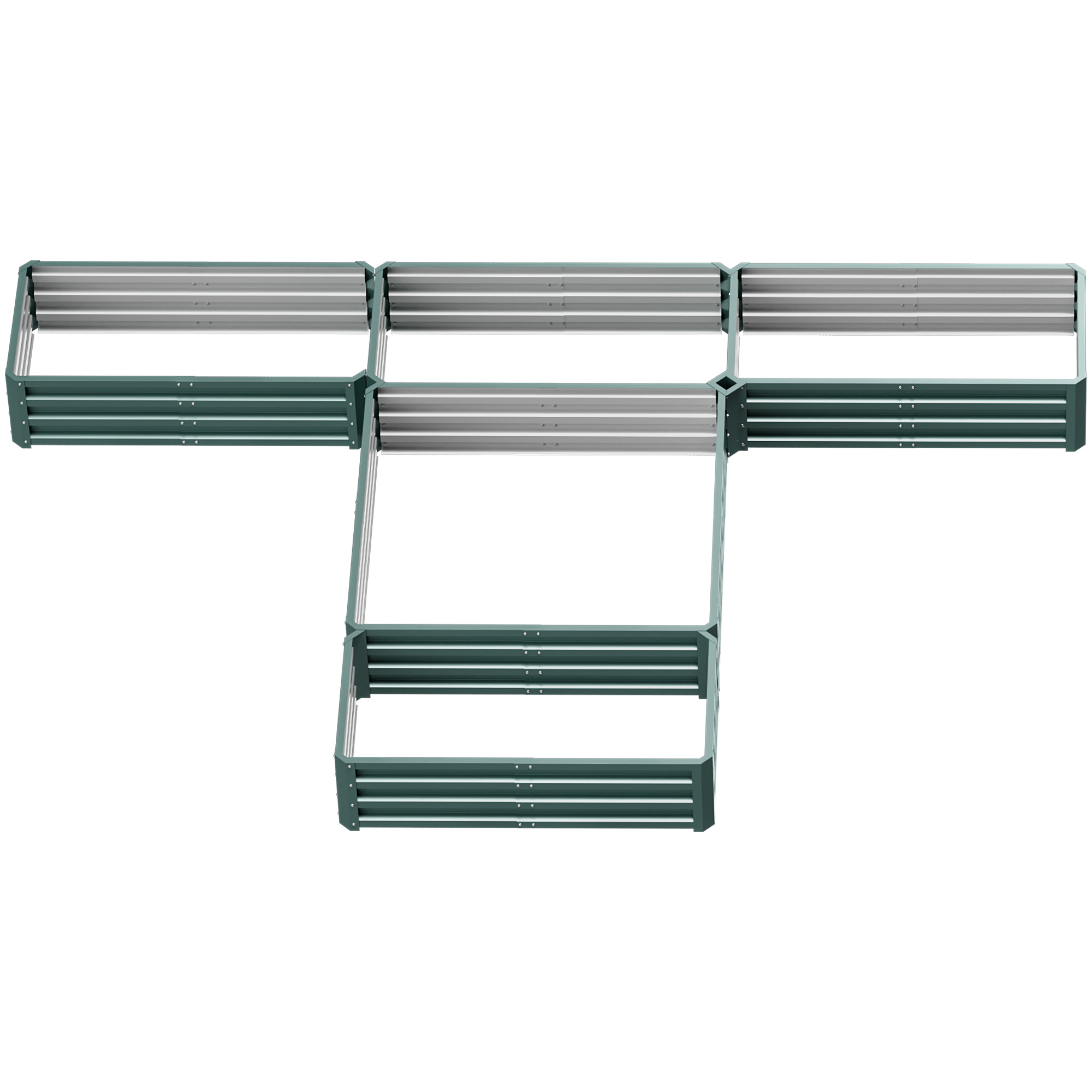 Outsunny Jardinière carré potager de jardin bac à fleurs en acier modulable ensemble de 5 jardinières pour légumes, plantes, fleurs, vert