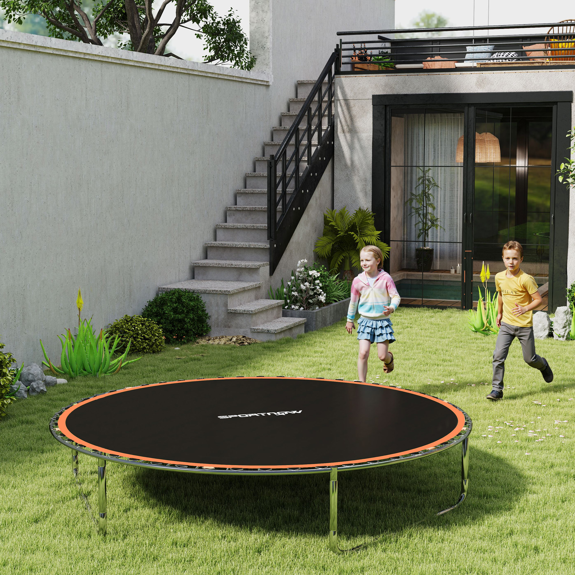 SPORTNOW Trampoline Replacement Mat with Spring Pull Tool, 54 V-Hooks, for 10ft Trampoline using 14cm Springs, Orange 2