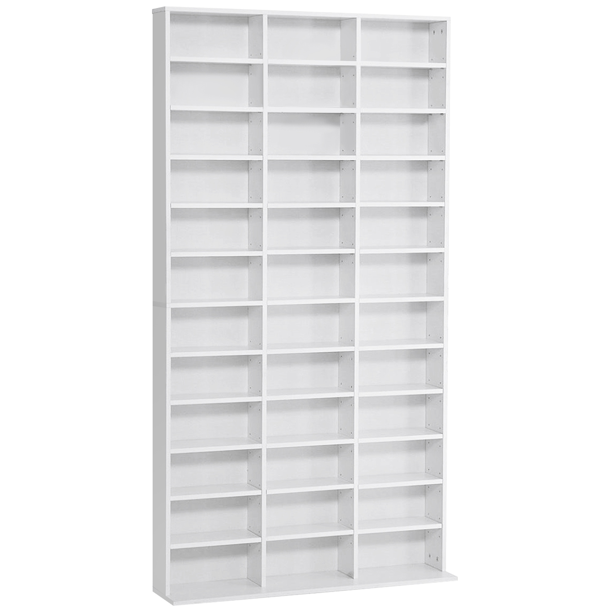 HOMCOM Étagère Rangement CD/DVD Meuble de Rangement pour 1116 CDs 33 Compartiments réglables en Hauteur Blanc Aosom France