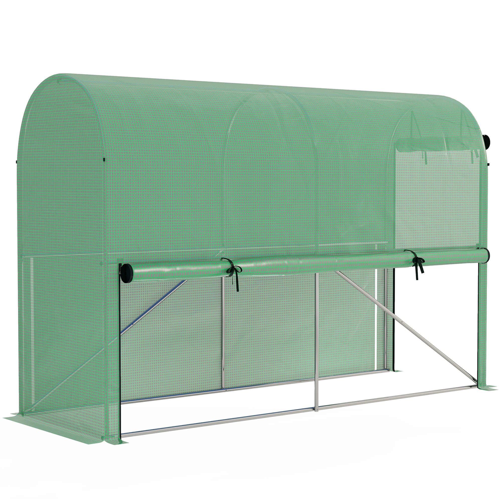 Outsunny Serre De Jardin PE 200x100x178 Cm - Bâche Renforcée 140g/m² Avec 2 Portes Zippées