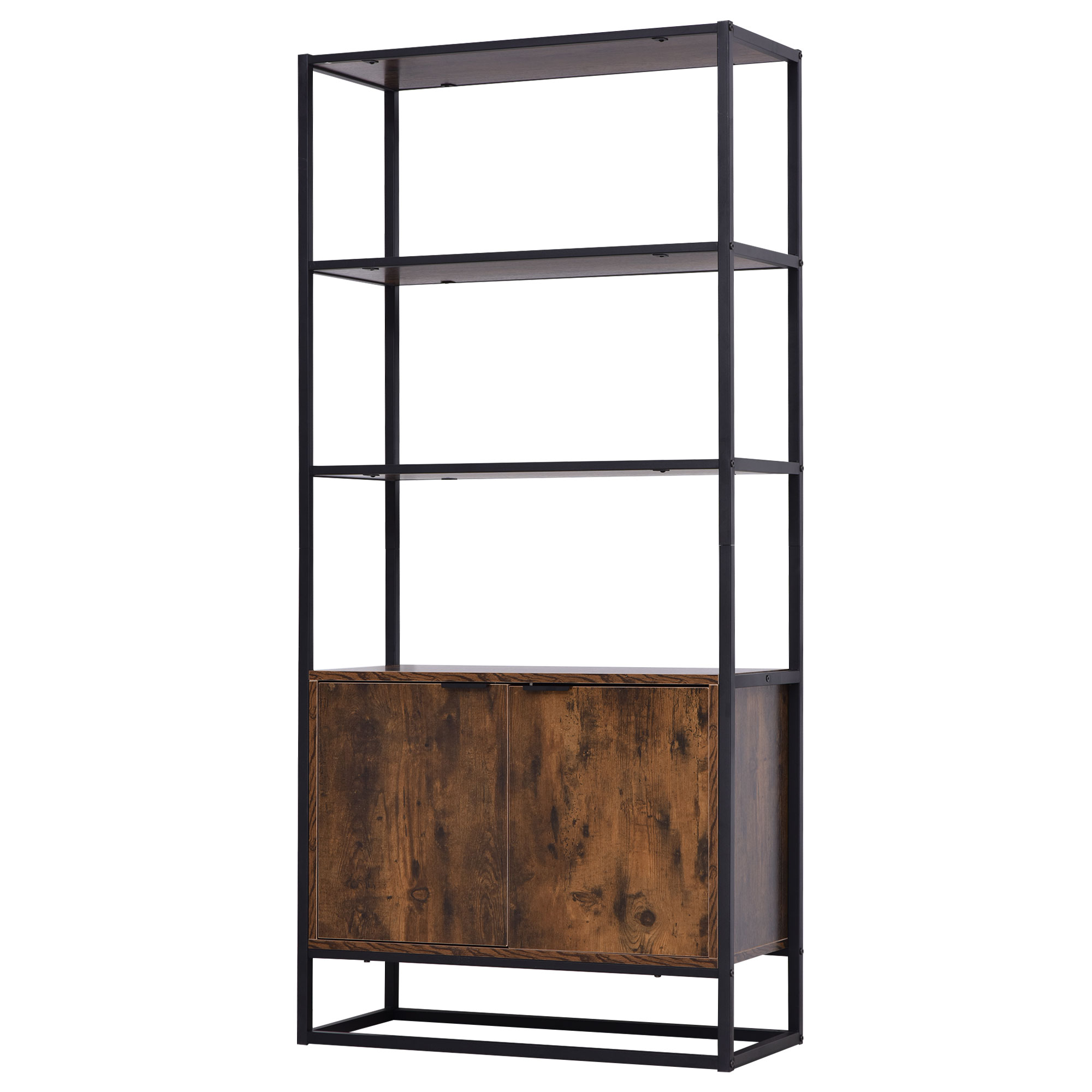 Bibliothèque 3 Tiroirs + 3 Étages Ouverts - Étagère Sur Pied Style Industriel En Bois Et Métal - Rangement Salon, Bureau - 43x39x156 Cm - Marron Vintage