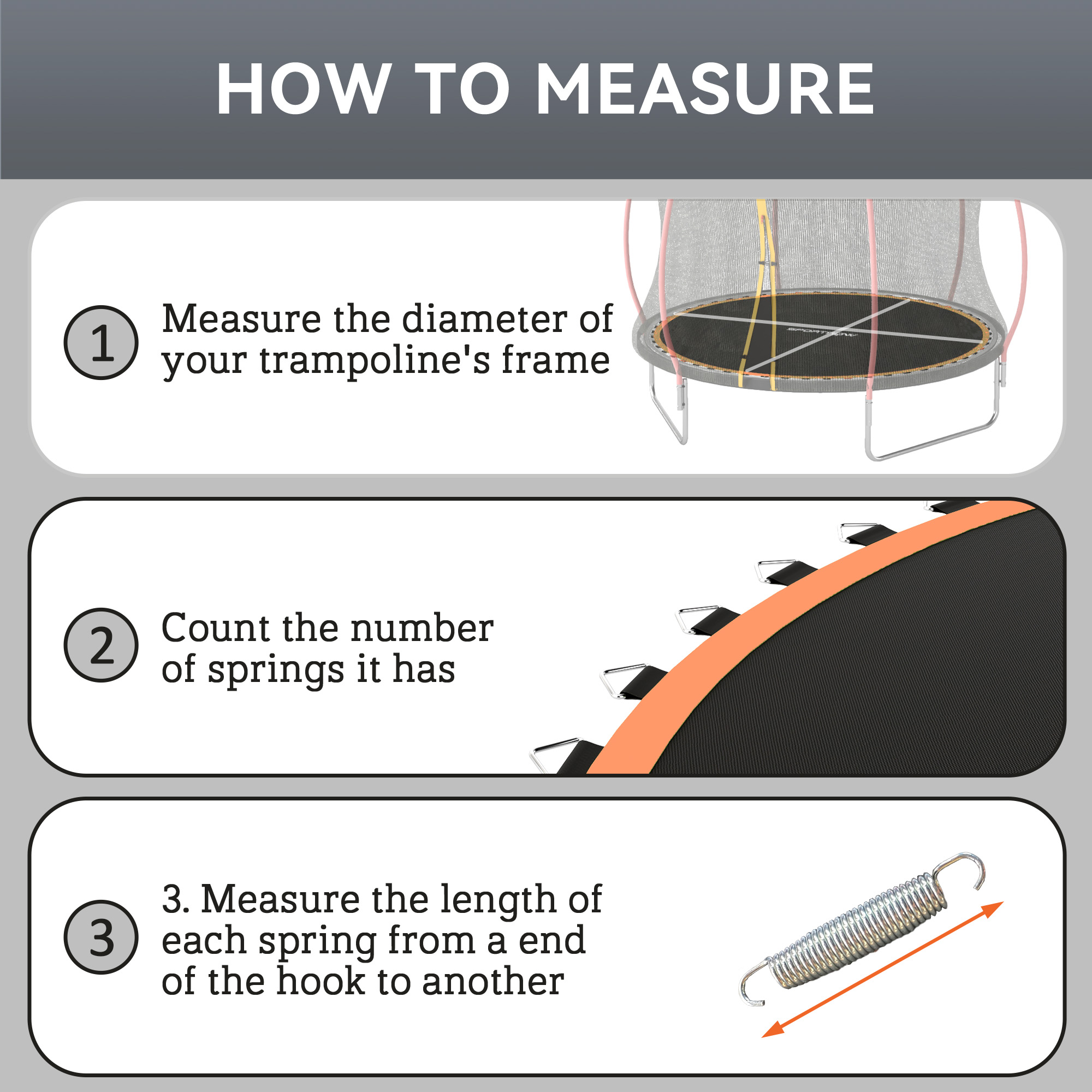 SPORTNOW Trampoline Replacement Mat with Spring Pull Tool, 42 V-Hooks, for 8ft Trampoline using 14cm Springs, Orange 7
