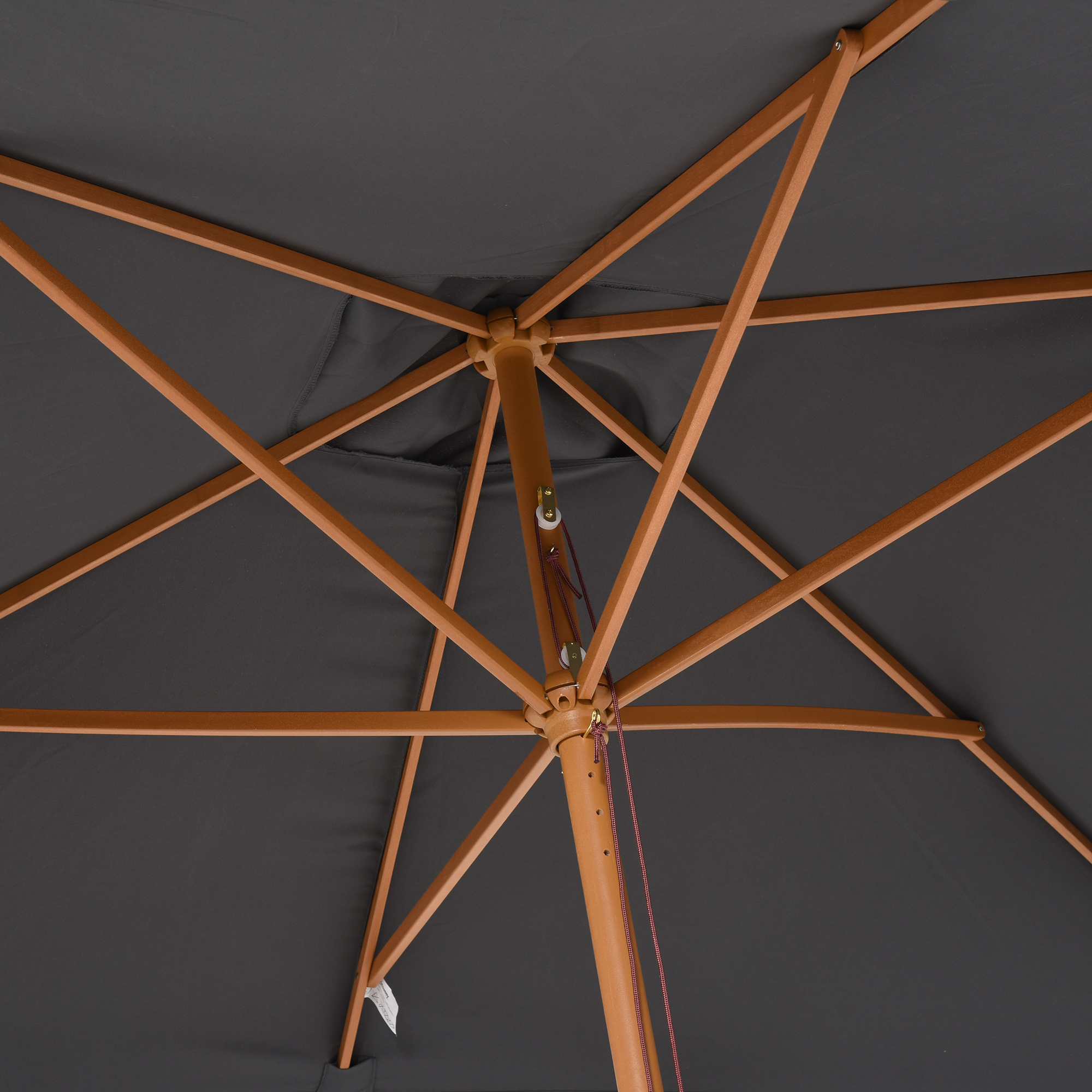 Outsunny 2 x 3m Wooden Garden Parasol Umbrella Outdoor Sun Shade Canopy, Dark Grey 9