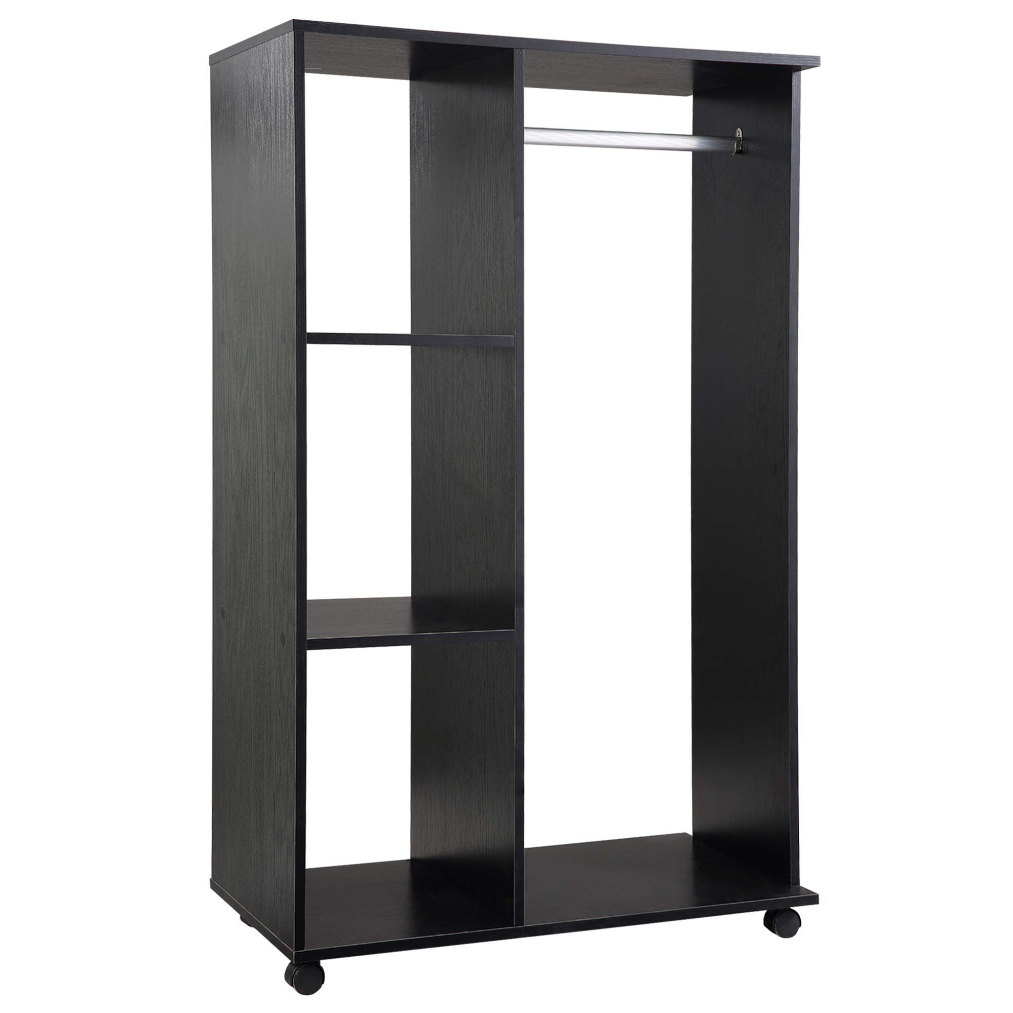 HOMCOM Penderie Mobile à Roulettes Design Moderne Noir Panneaux/Aluminium   Aosom France