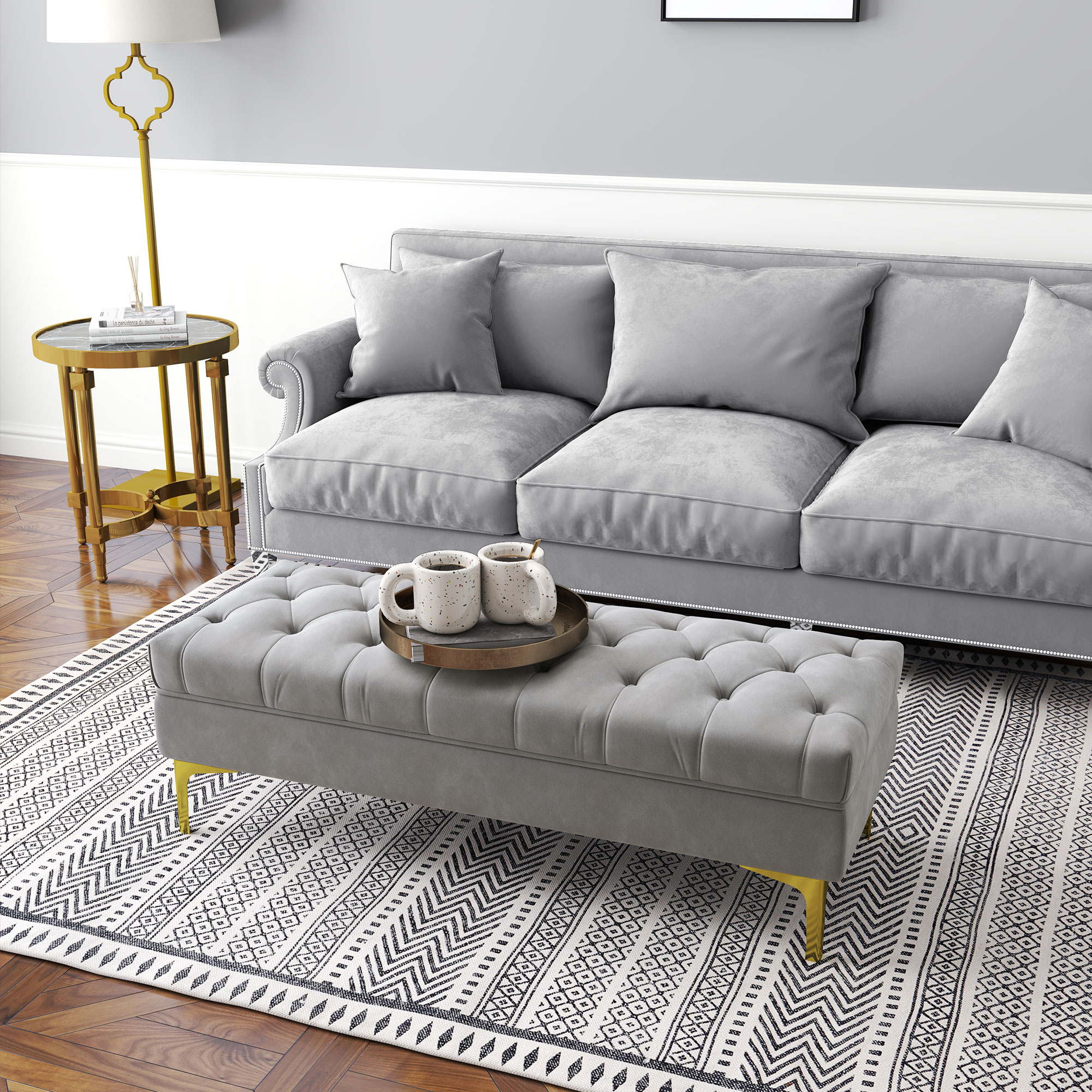 Banc Lit HOMCOM Banc Bout De Lit Banquette Capitonnée Style Vintage Banquette Velours