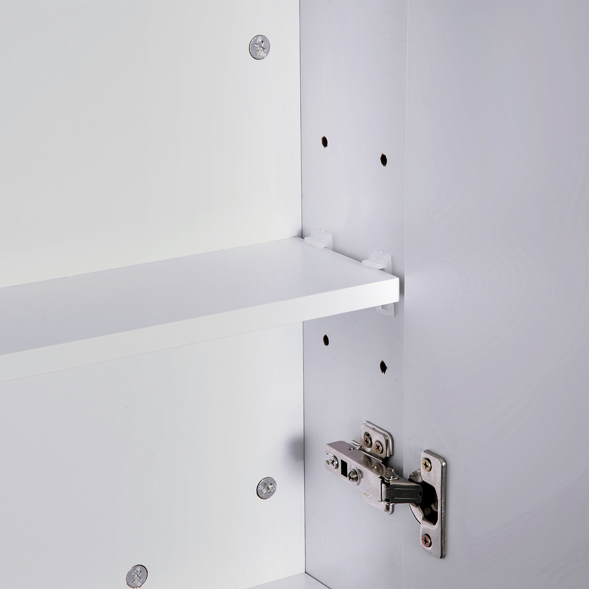 OFCASA Armoire De Salle De Bain à 2 Portes Miroir 50 X 60 X 15 Cm, Armoire De Toilette Miroir Avec Etagère Ouverte, Meuble Murale En MDF Rangement Pour Salle De Bain