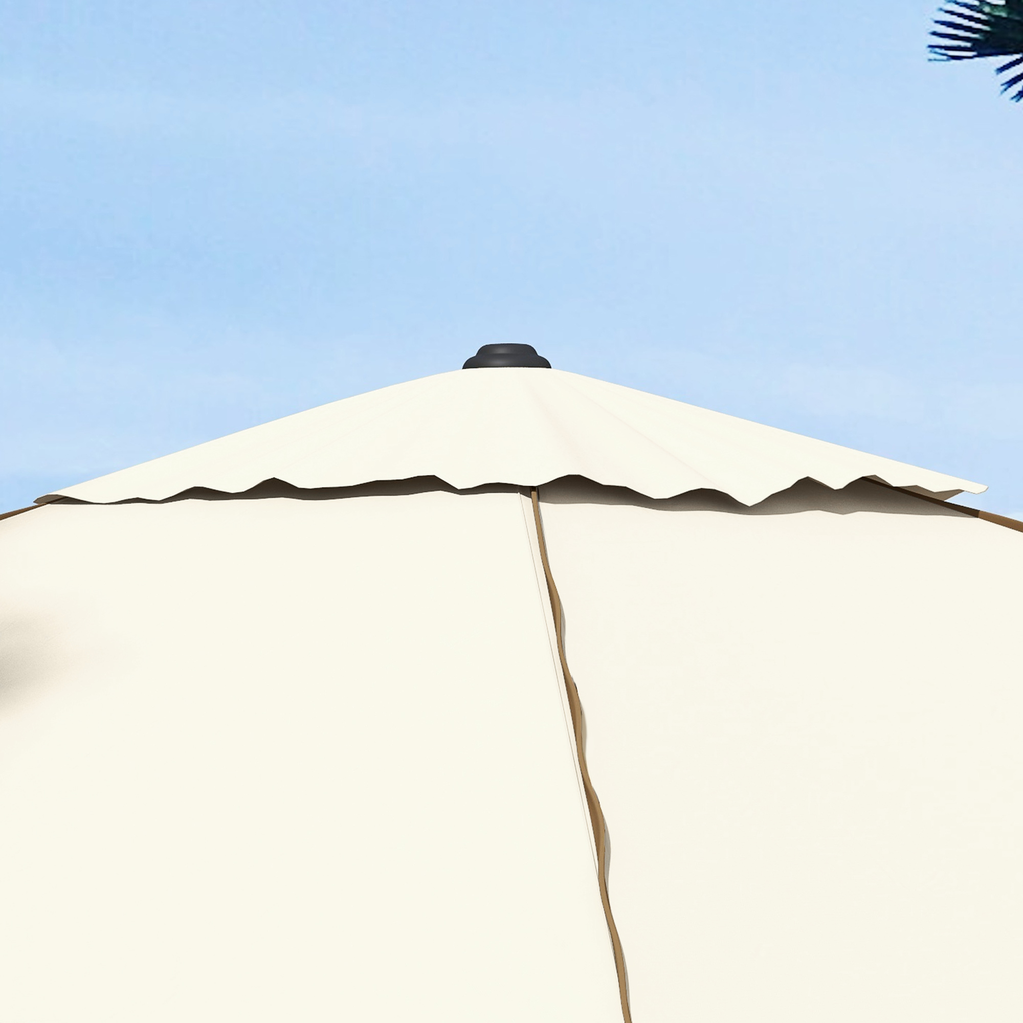 Outsunny 215cm Square Canopy Parasol, with Contrast Piping Beige/Brown 9