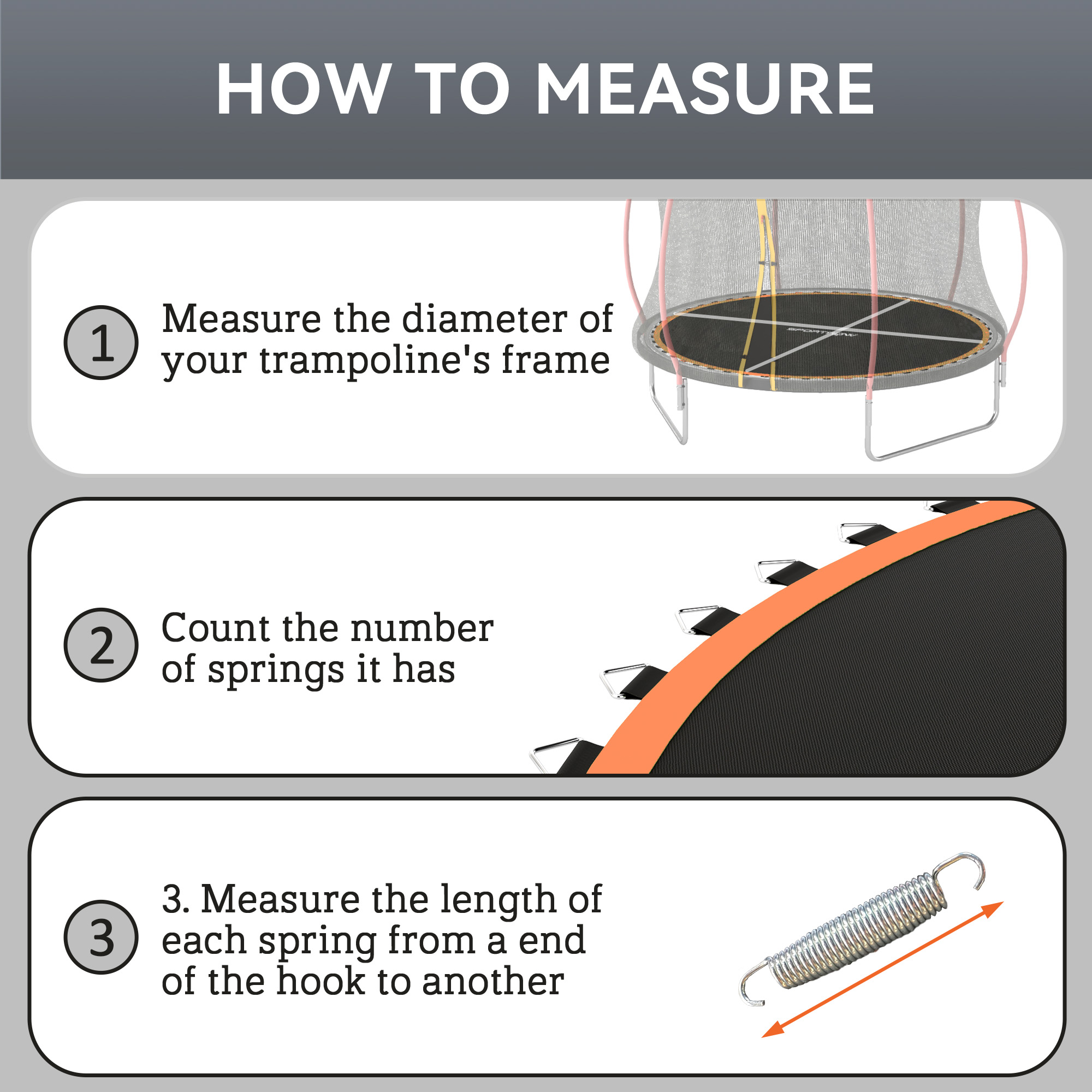SPORTNOW Trampoline Replacement Mat with Spring Pull Tool, 54 V-Hooks, for 10ft Trampoline using 14cm Springs, Orange 7