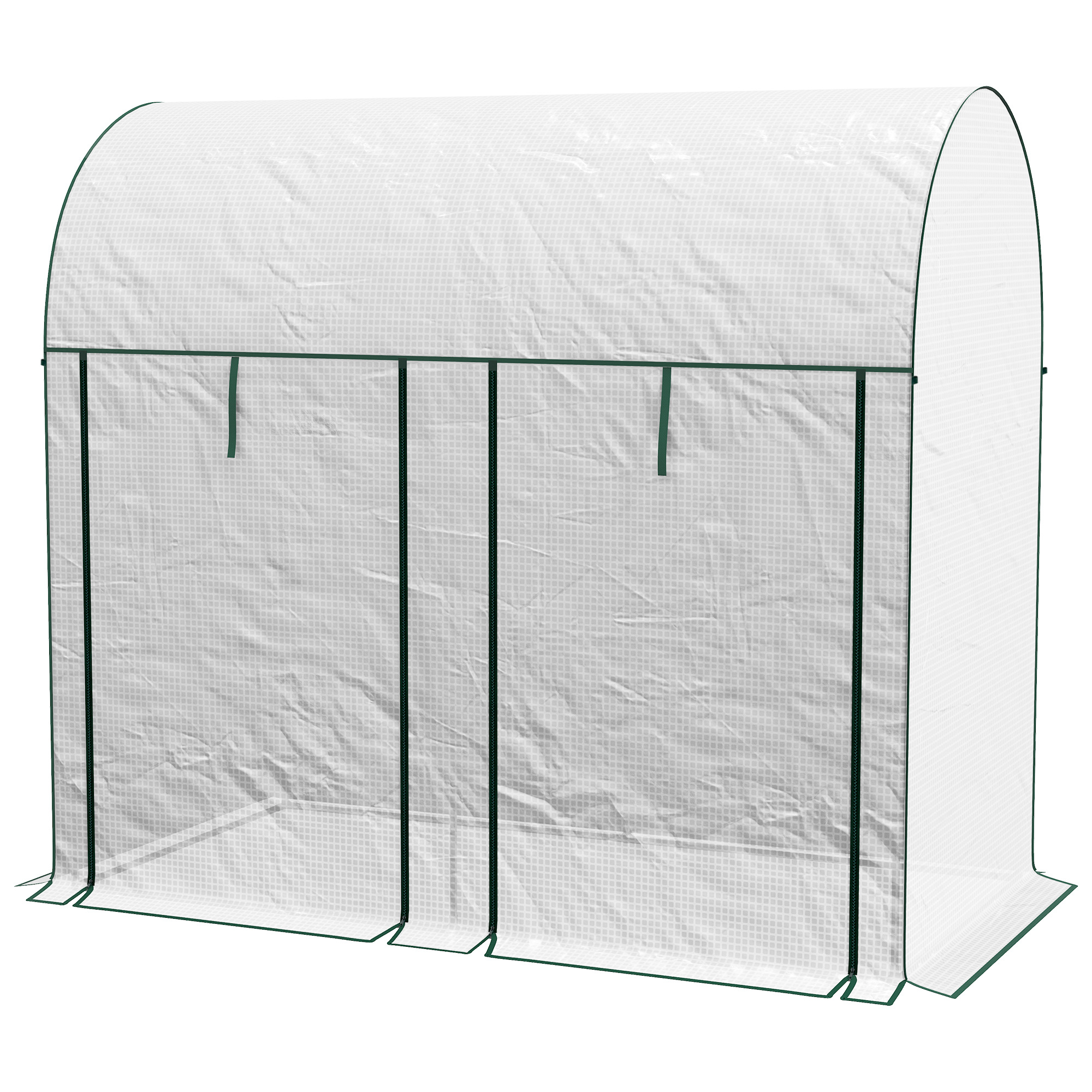 Outsunny Serre de jardin 2 m² dim. 2L x 1l x 1,78H m 2 Portes zippées enroulables Acier PE Haute densité 140 g/m² Anti-UV blanc