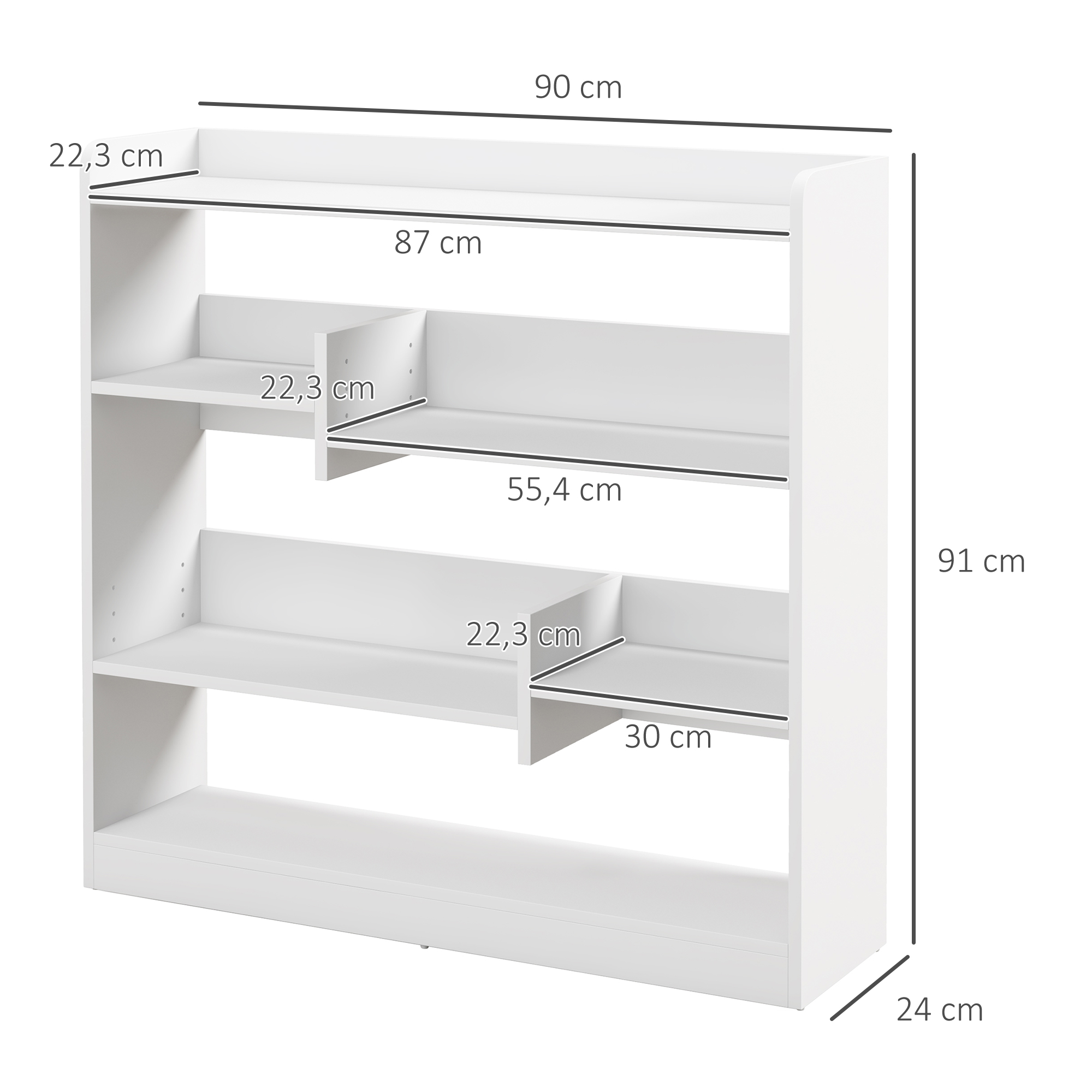 Komto Bibliothèque Étagère Rangement – Meuble Blanc Colonne à 3