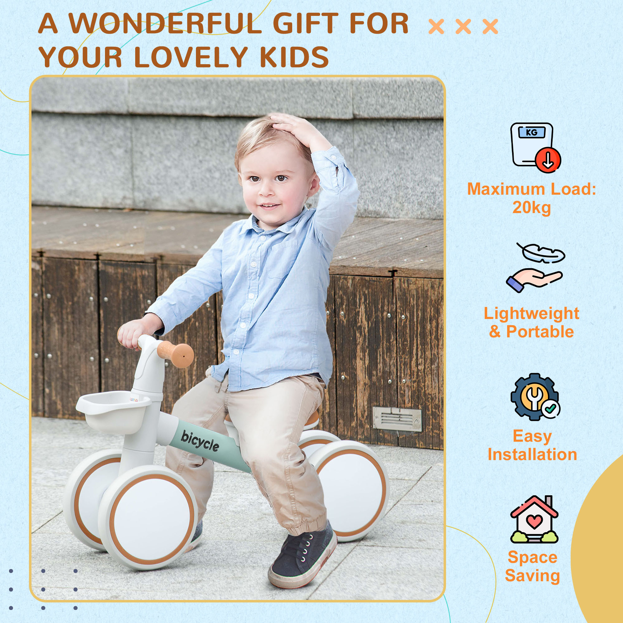 AIYAPLAY Kids Balance Bike for 1-3 Years Old with Adjustable Seat, Silent Wheels, Green 8