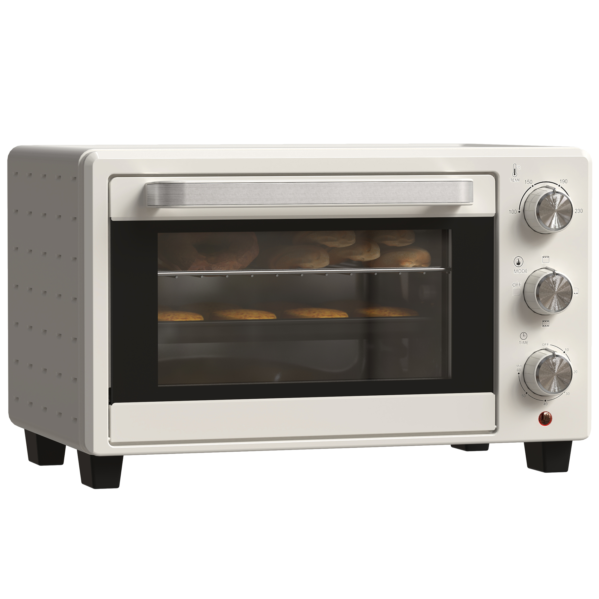 HOMCOM Horno Sobremesa de 21L 1400W Mini Horno Eléctrico Temporizador hasta 60min y Temperatura Regulable hasta 230℃ Crema