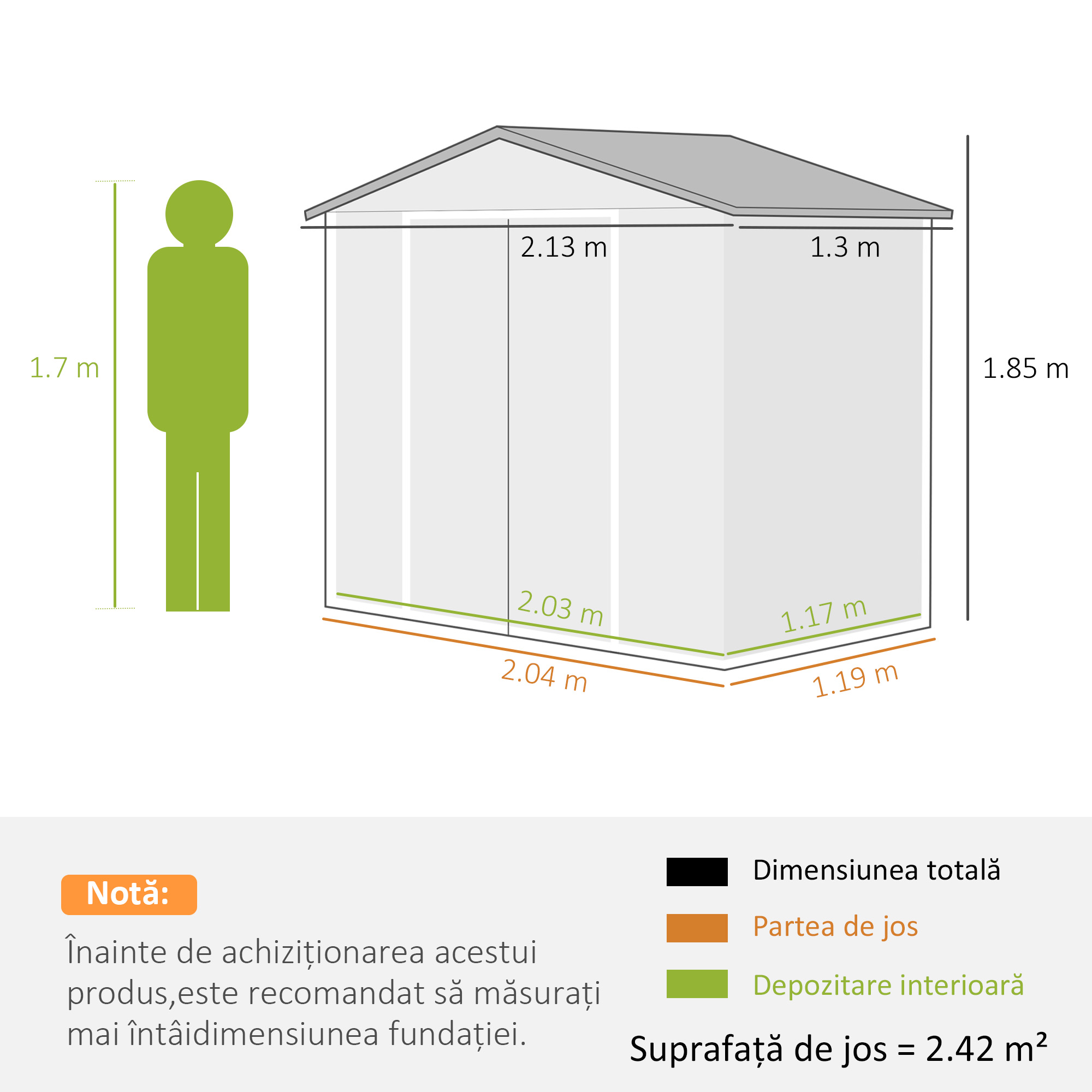  Magazie Gradina Metalica cu Orificii de Ventilatie si Usa Culisanta Dubla pentru Gradinarit si DIY, 213x130x185 cm, Maro [2]