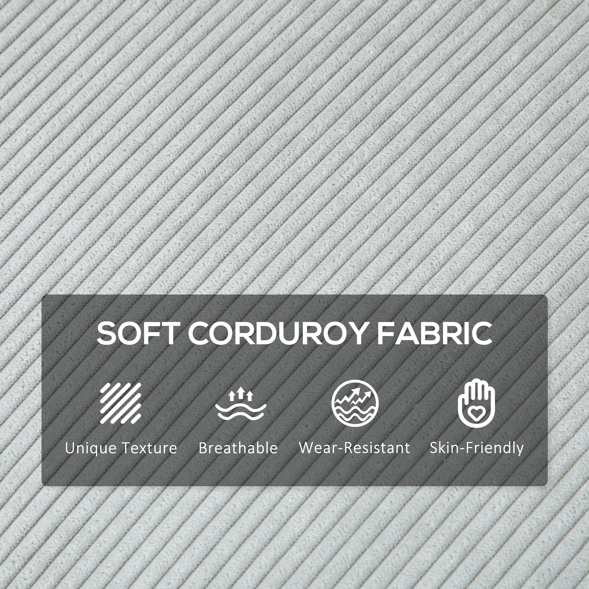 HOMCOM Three-Seater Corduroy Light Grey 6