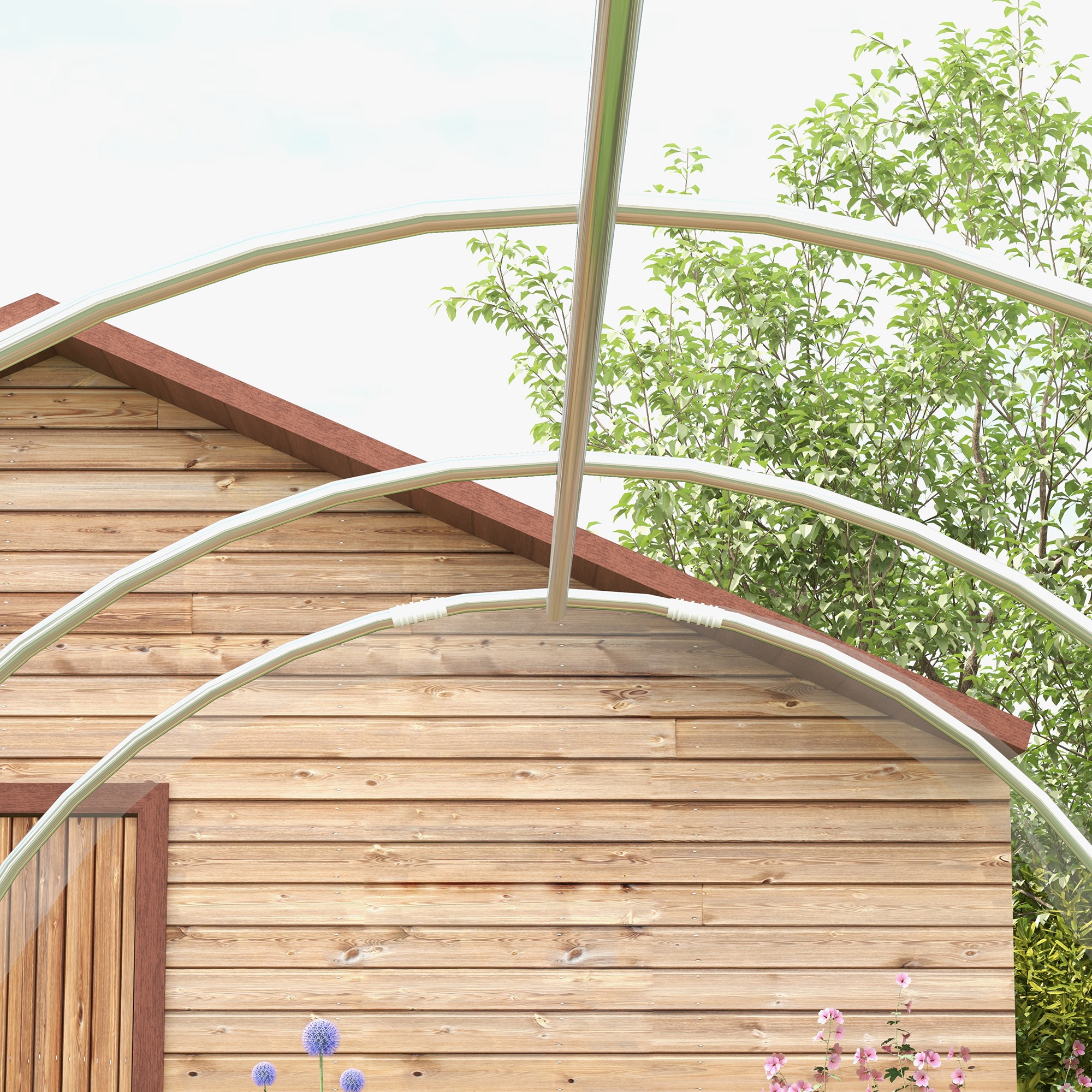 Outsunny Polytunnel Greenhouse Walk-in Grow House with PE Cover, Door and Galvanised Steel Frame, 3 x 2 x 2m, Clear 9