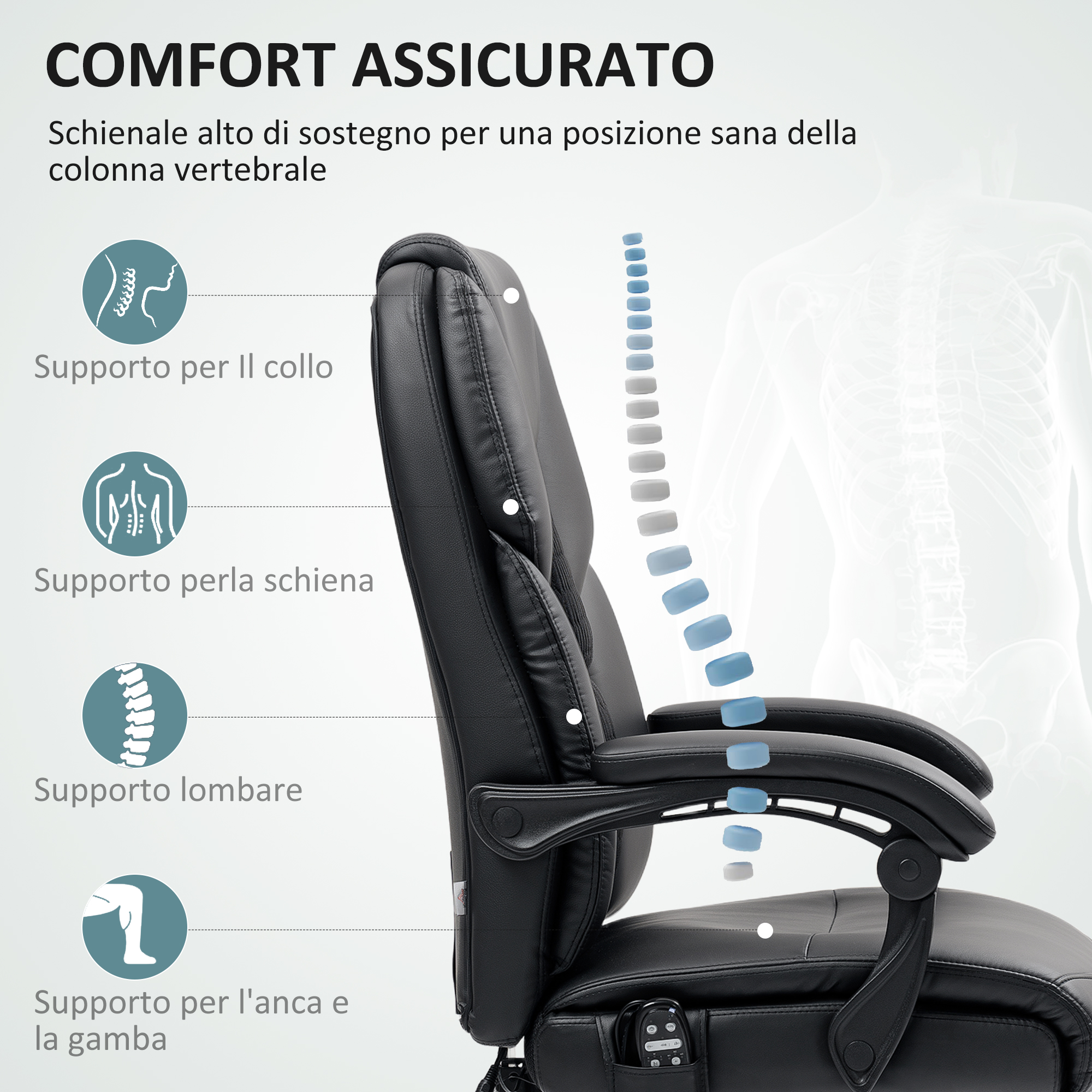 Sedia Da Ufficio Ergonomica Shally Dogan - Regolabile, Reclinabile, Supporto Lombare, Base Bianca - Foto 4