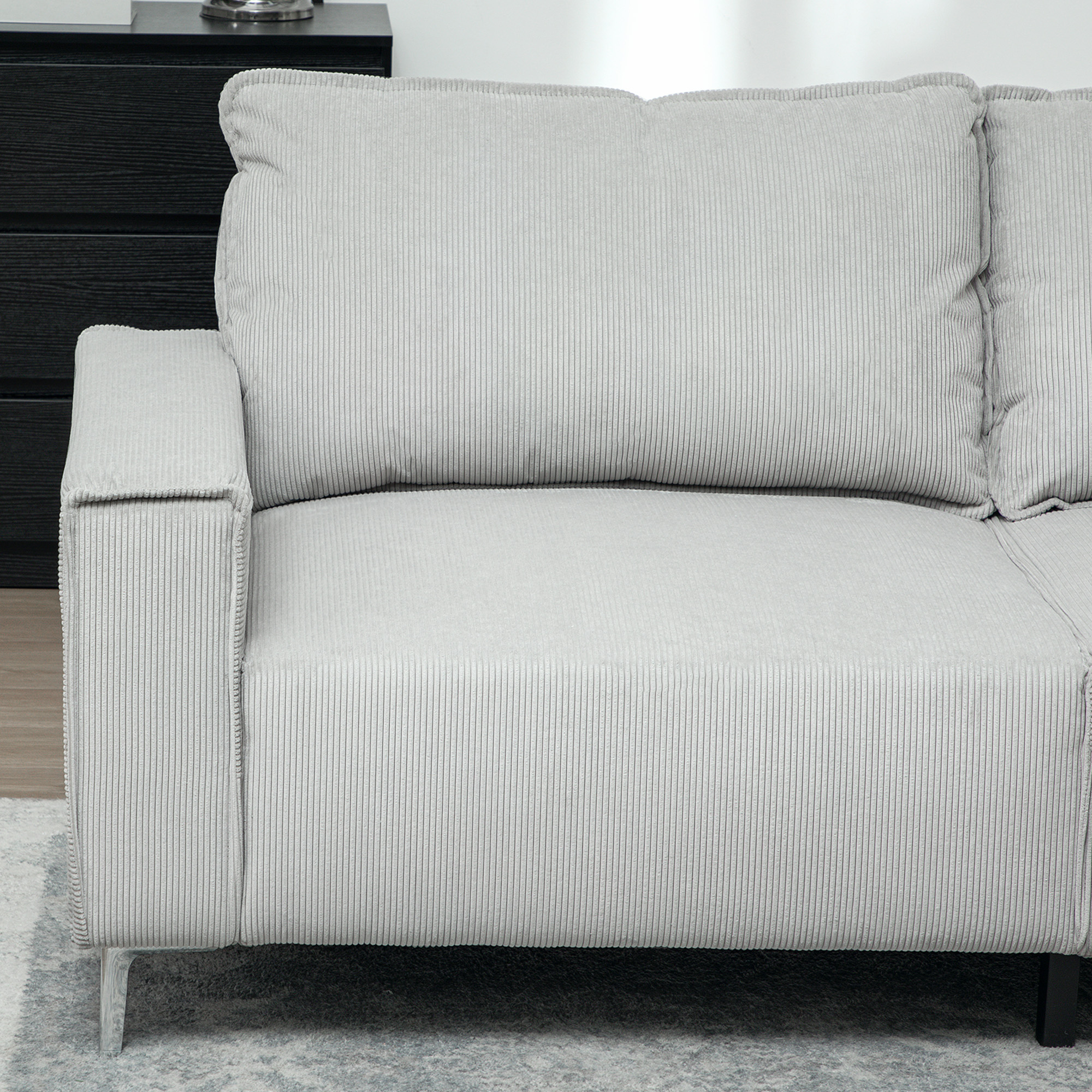 HOMCOM Three-Seater Corduroy Light Grey 8