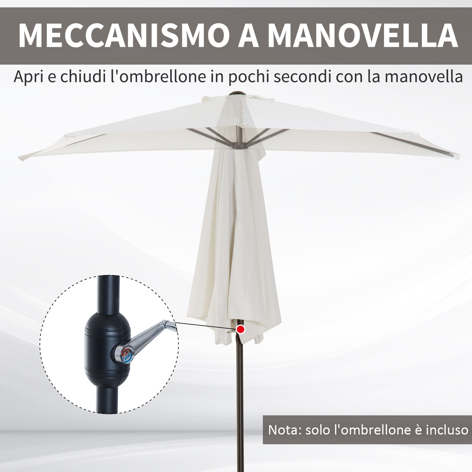 Ombrellone Da Giardino 3x4 Mt In Alluminio Con Apertura A Manovella San Francisco Tan 88549829