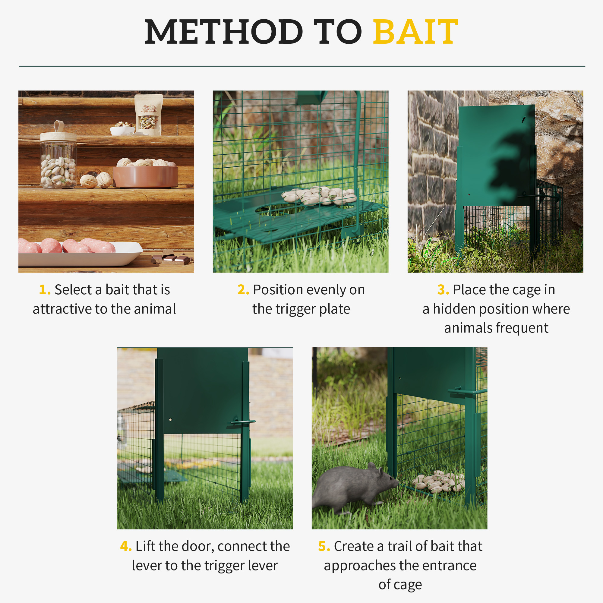 Outsunny Metal Rat Trap with Single Door, for Small Animals, Dark Green 4