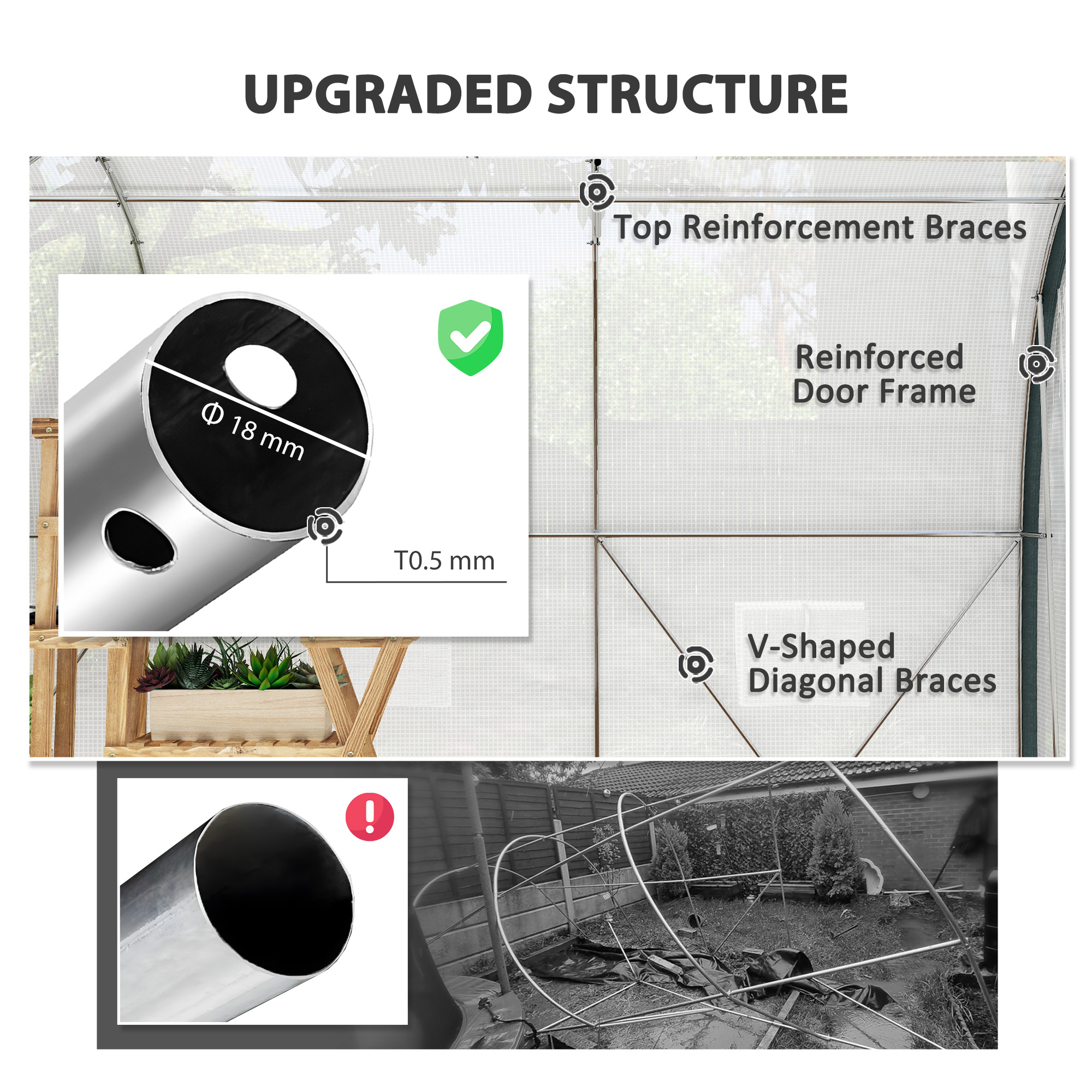 Outsunny 3 x 2(m) Walk-In Tunnel Greenhouse, with Accessories White 5