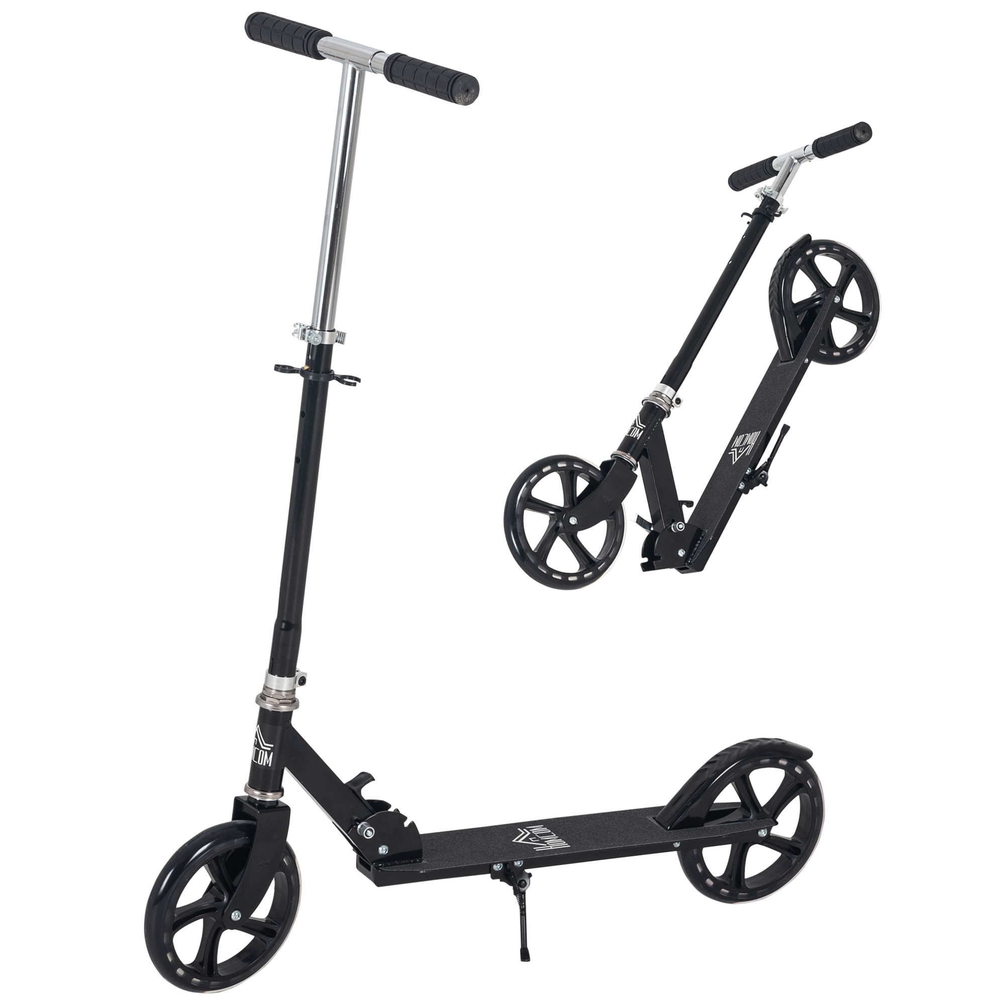 HOMCOM Patinete Plegable para Niños 7-14 Años Scooter Infantil Manillar Ajustable en Altura 4 Niveles con Freno 88x37x75-100 cm Negro | Aosom España