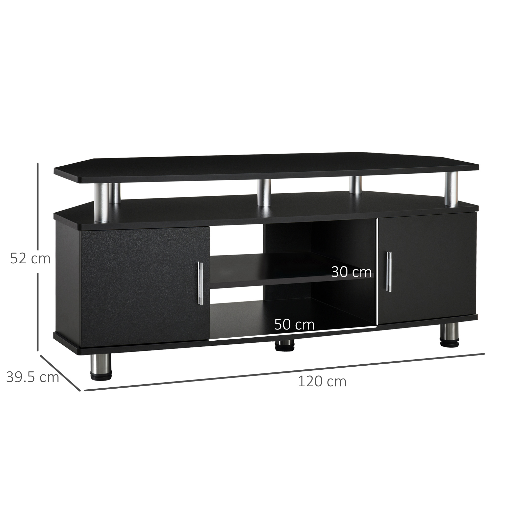 HOMCOM TV Unit Cabinet for TVs up to 55 Inches with Storage Shelves and Cupboard, Entertainment Centre for Living Room, Black 3