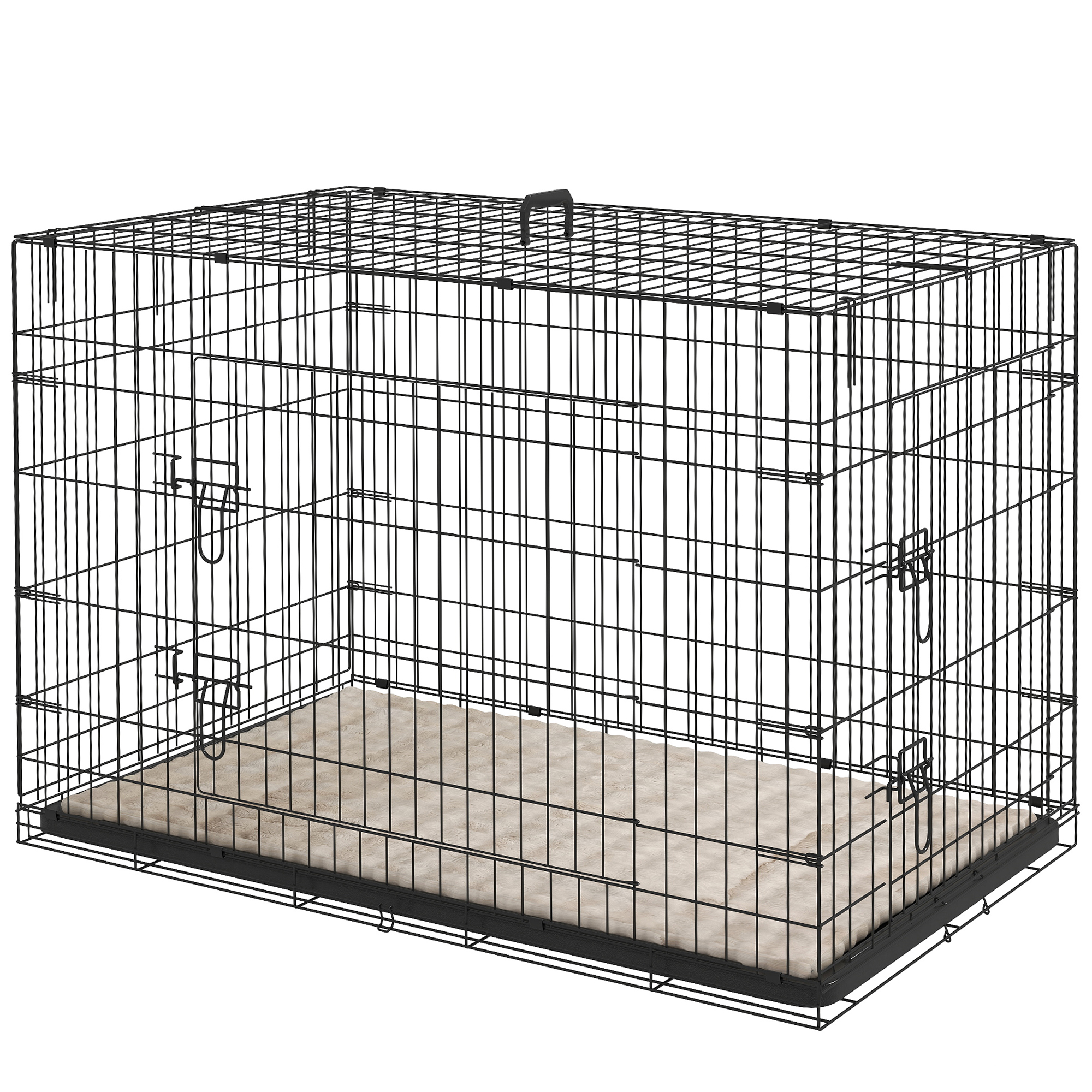 Hundekäfig Transportkäfig Faltbar Tragegriff, abnehmbare Schale, Kissen 105 x 70 x 75 cm Schwarz