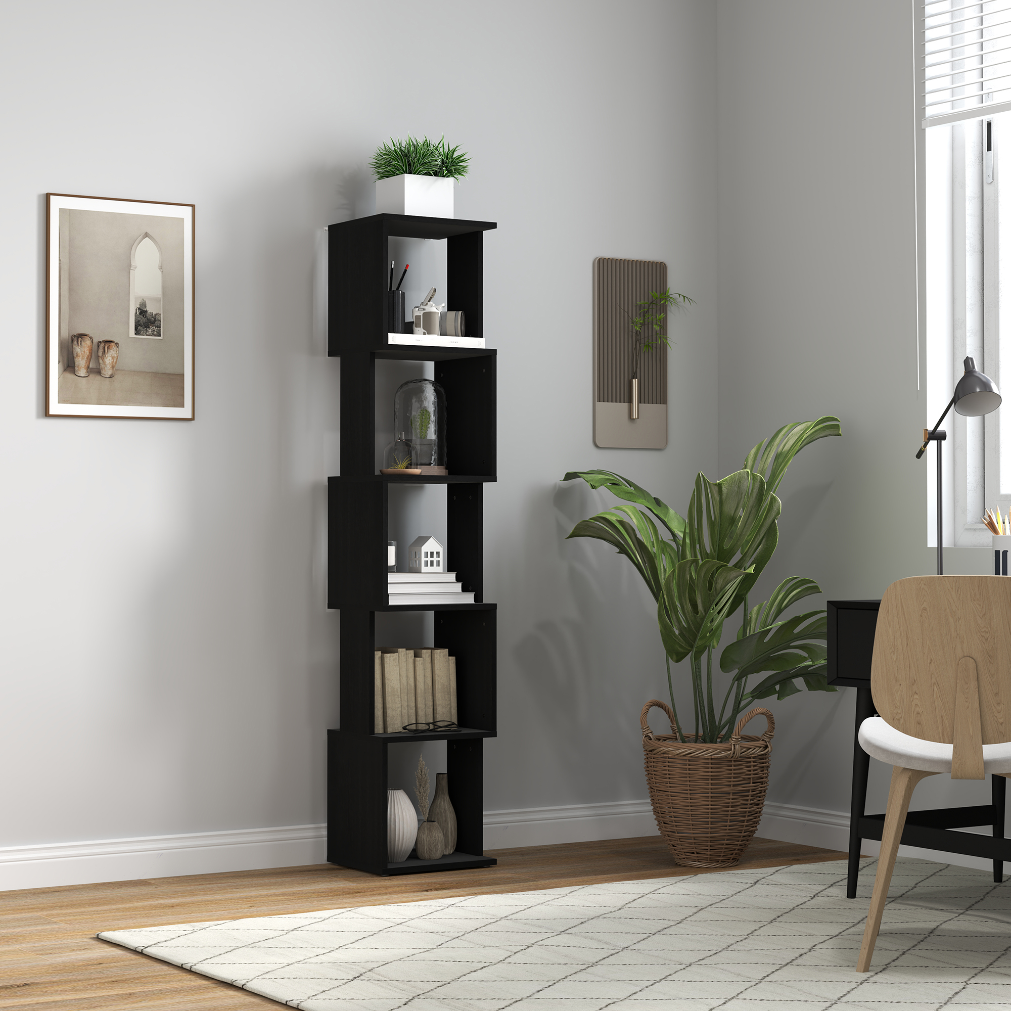 HOMCOM Bücherregal Aufbewahrungsregal mit 5 Ebenen Holzregal, Würfel Aufbew günstig online kaufen