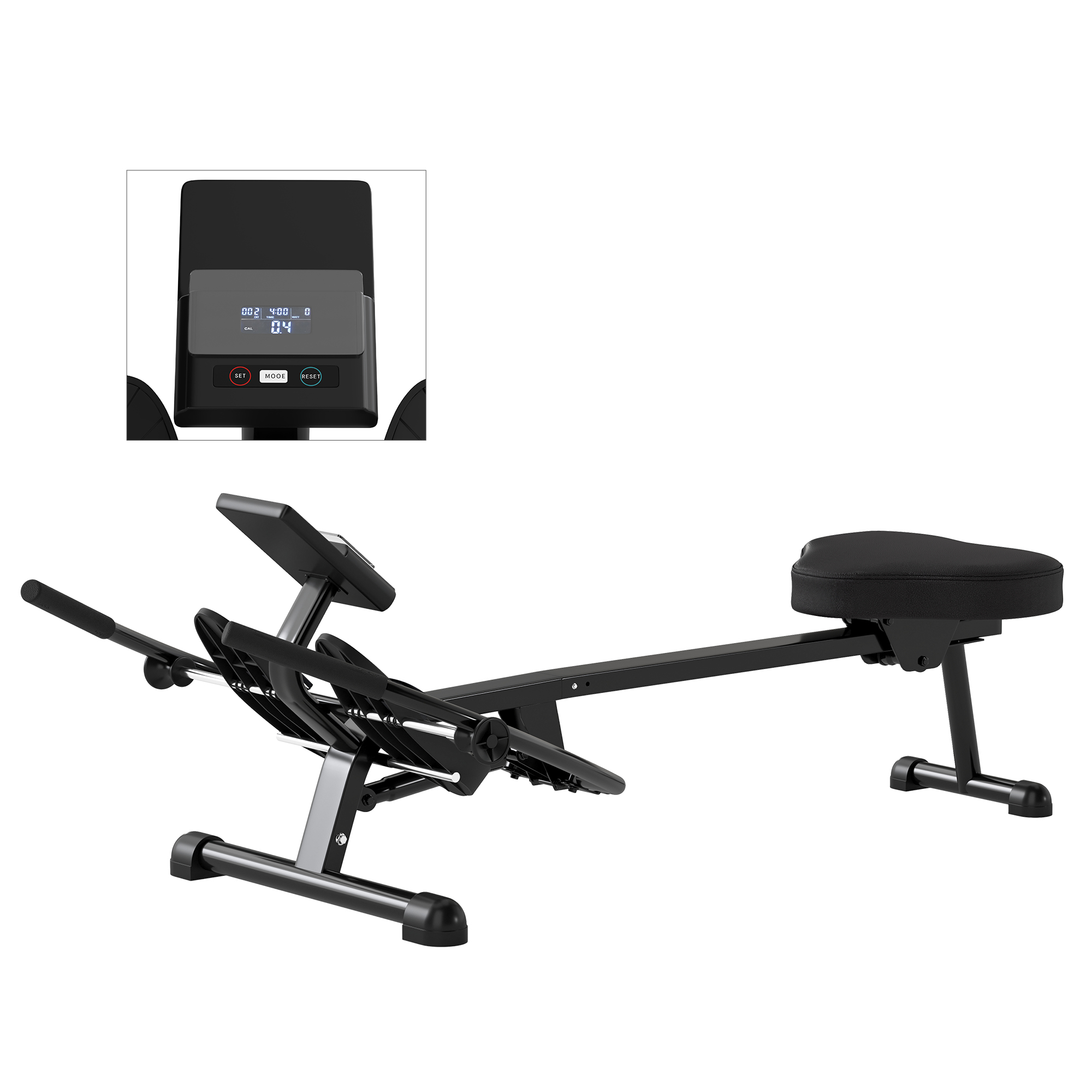 SPORTNOW Rudergerät mit 12 Stufen hydraulischem Widerstand, Heimrudergerät, Rudertraining mit LCD-Bildschirm und rutschfestem Pedal, maximale Kapazität 130KG, Cardio-Training zu Hause, Schwarz Aosom