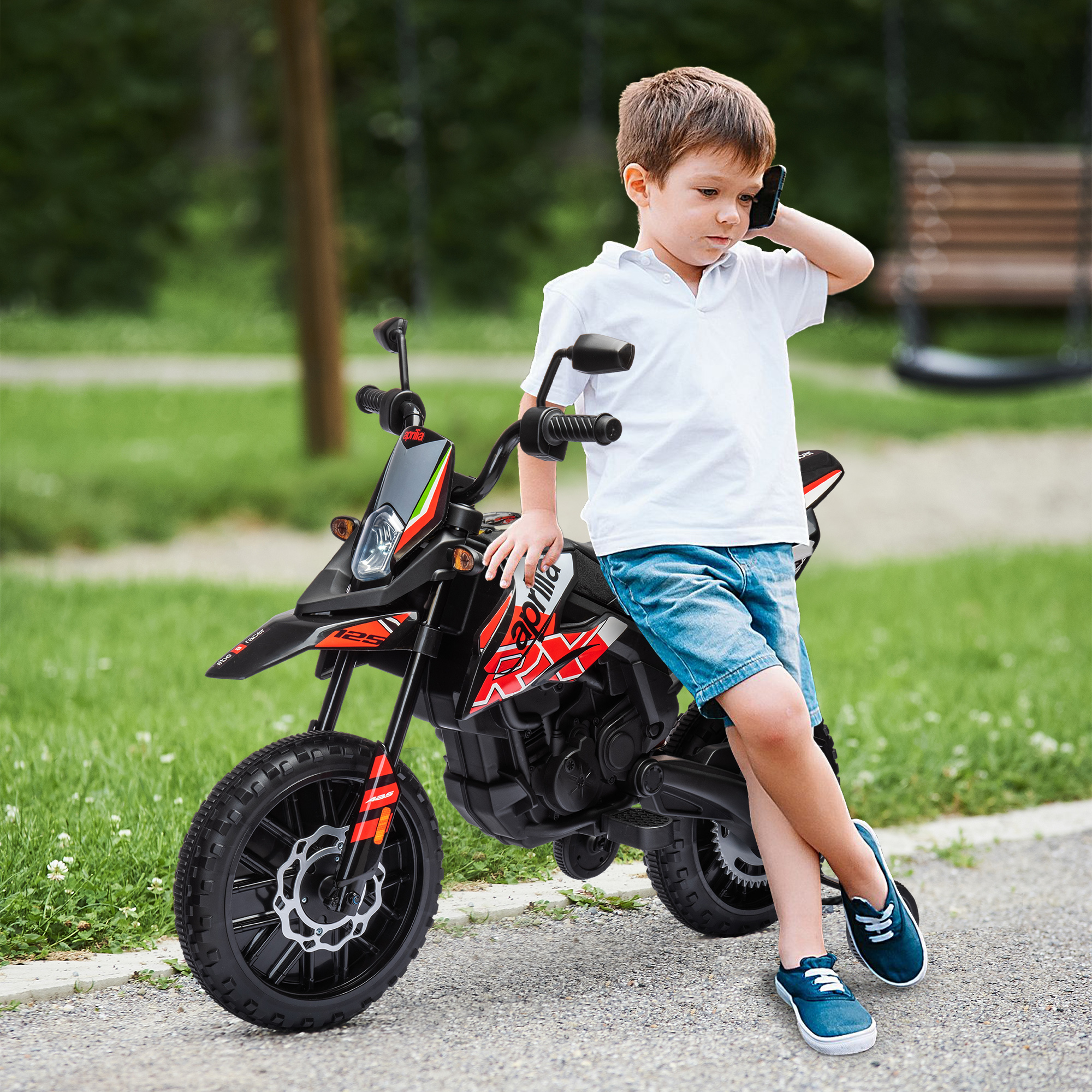 COSTWAY 12V Kinder Elektro Motorrad Mit Stützrädern, Aprilia