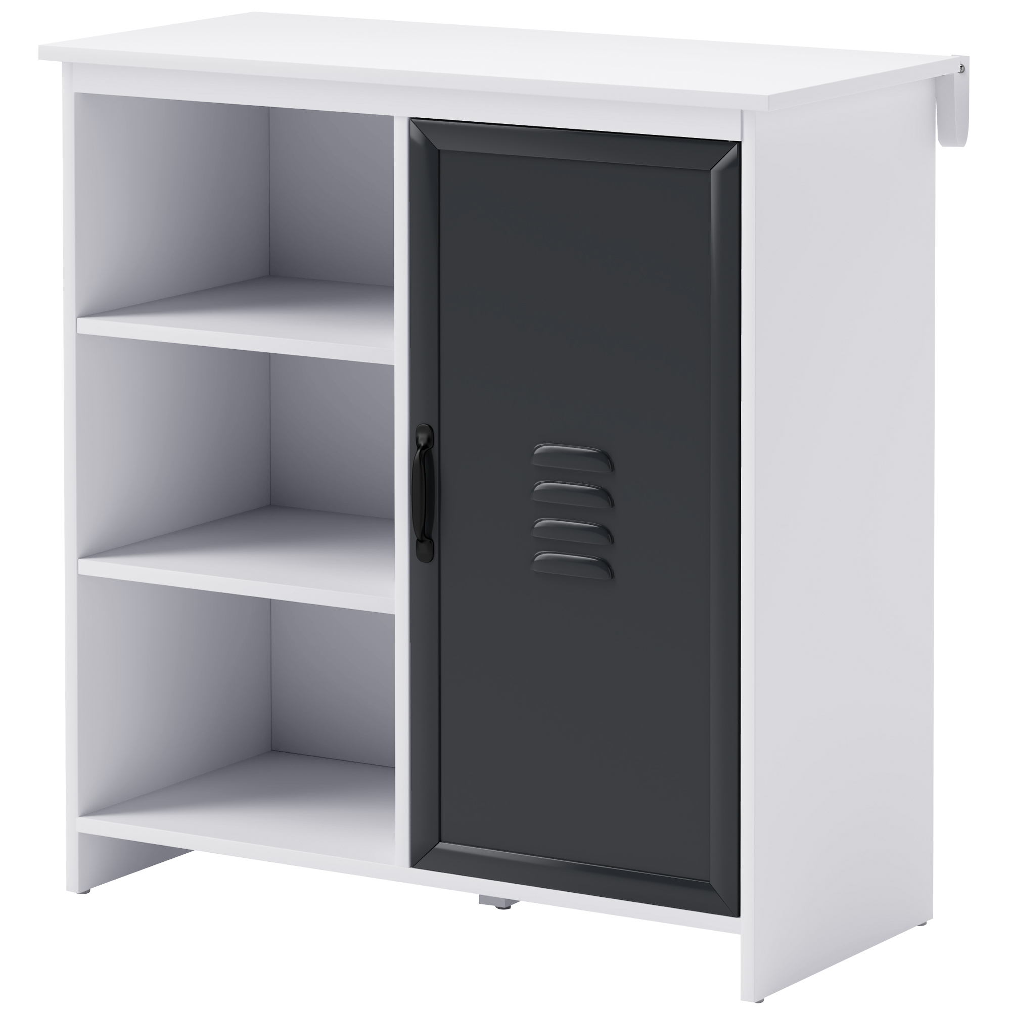 HOMCOM Buffet Moderne - Aufbewahrungsmöbel auf Beinen 3 Fächer Schrank - aus Holz und Metalltür Grau   Aosom – HOMCOM
