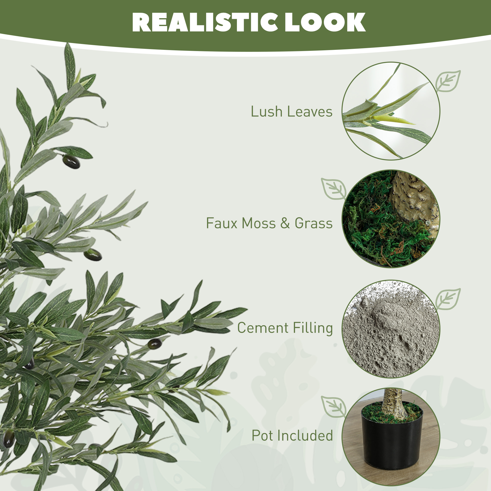 HOMCOM Silk Leaf Artificial Olive Trees 4