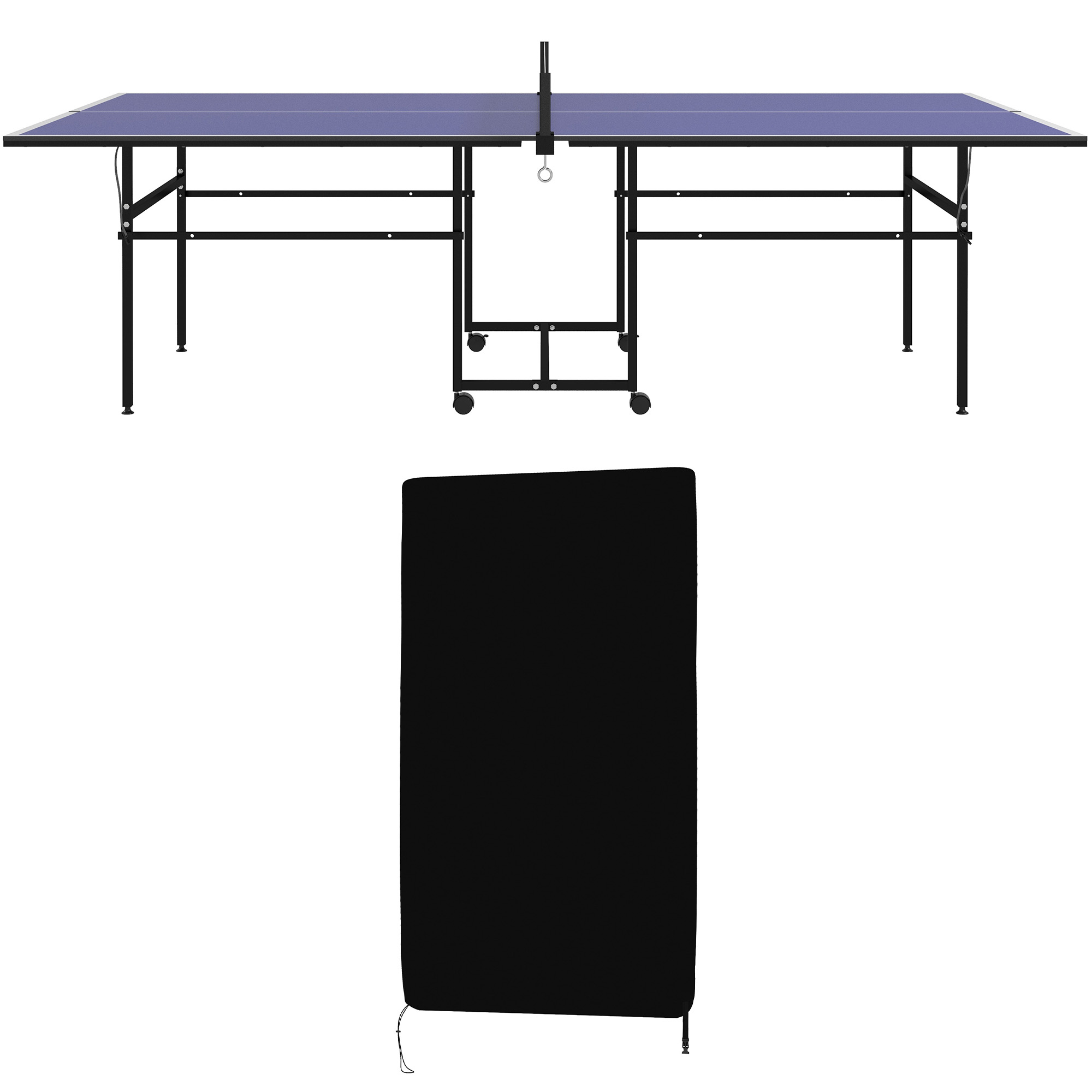 SPORTNOW Table de tennis de table ping-pong pliable + housse de protection pour l'intérieur et l'extérieur, bleu et noir