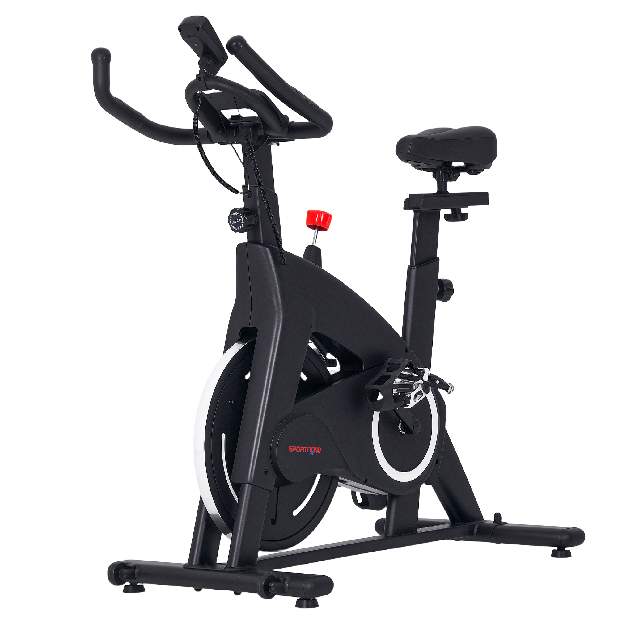 SPORTNOW Magnetisches Heimtrainerfahrrad leises Standfahrrad - verstellbarer Widerstand, Sattel und Lenker, 10 kg Schwungrad, LCD-Bildschirm, Tablettenhalterung, Indoor-Fahrrad, Schwarz Aosom