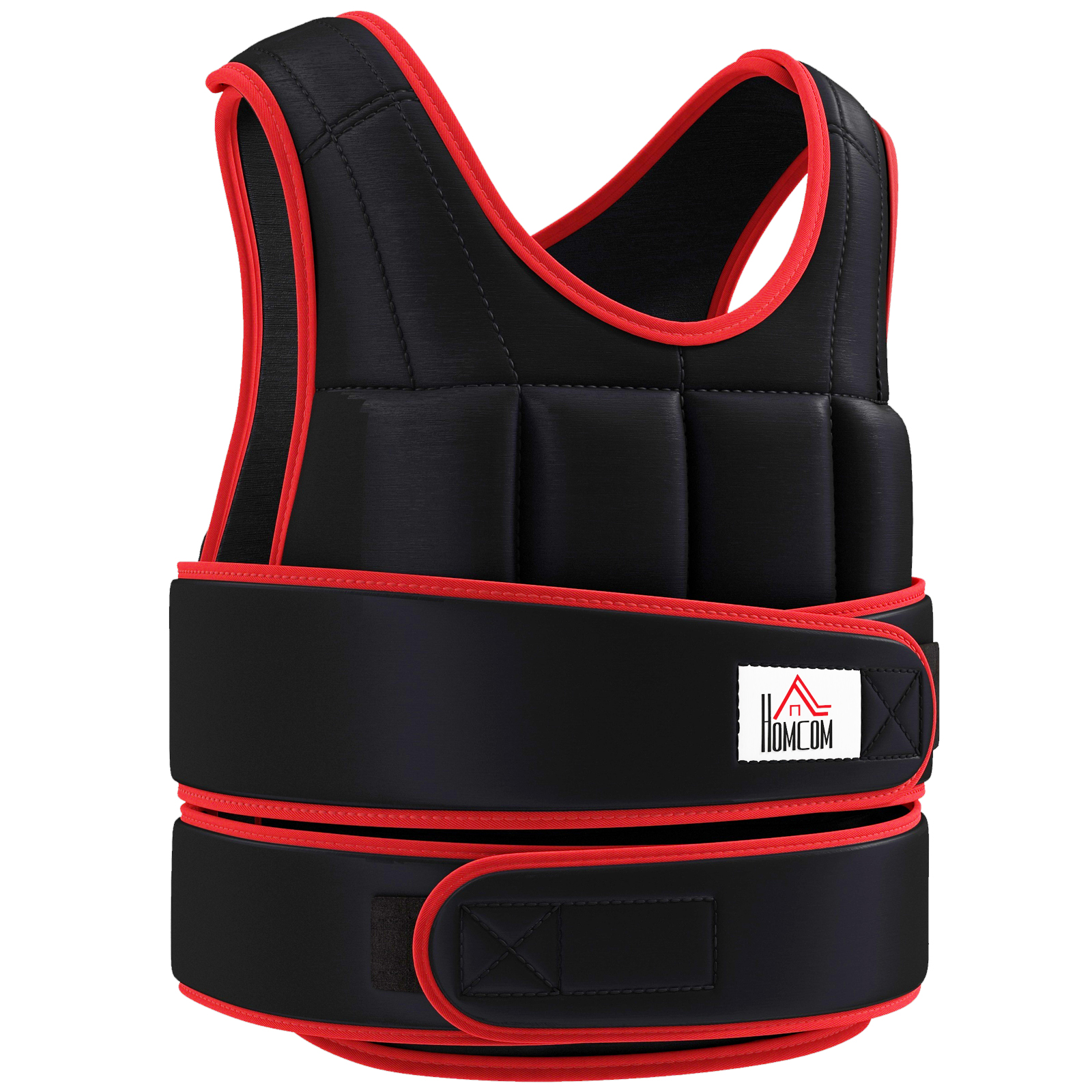 HOMCOM  Gilet lest&eacute; r&eacute;glable 20 Kg max. oxford 38 sacs de poids s&eacute;par&eacute;s et amovibles 40l x 59H cm noir rouge