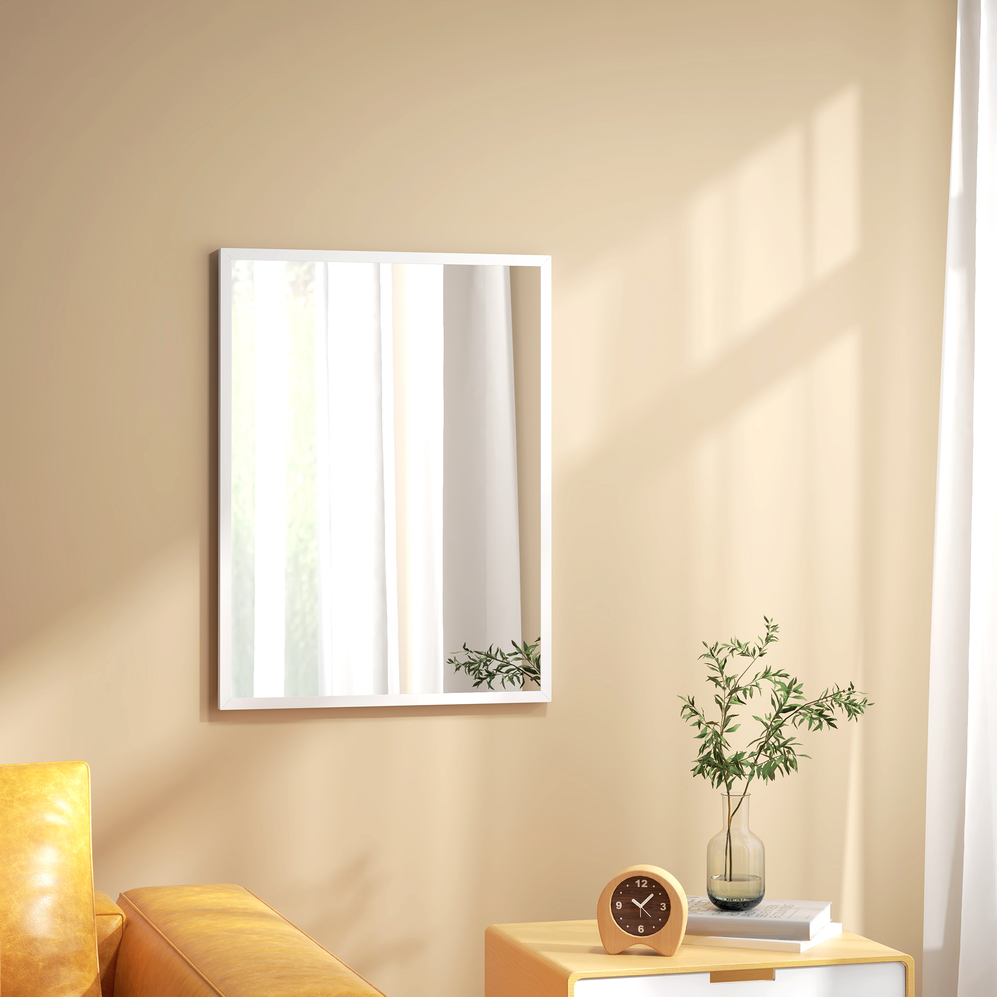 HOMCOM Rechteckiger Wandspiegel 60 x 80 cm, MDF-Rahmen, ideal für Badezimme günstig online kaufen