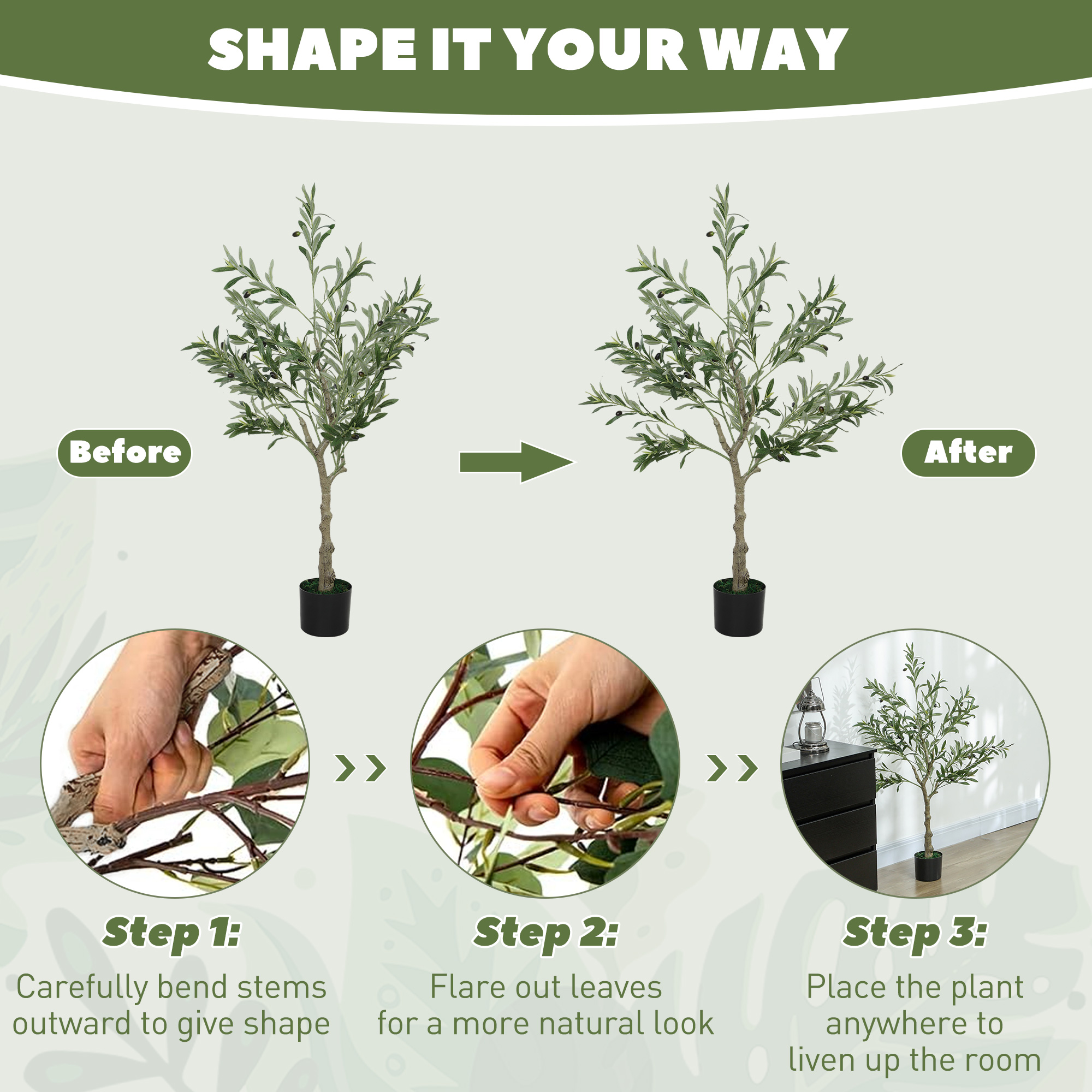 HOMCOM Silk Leaf Artificial Olive Trees 6