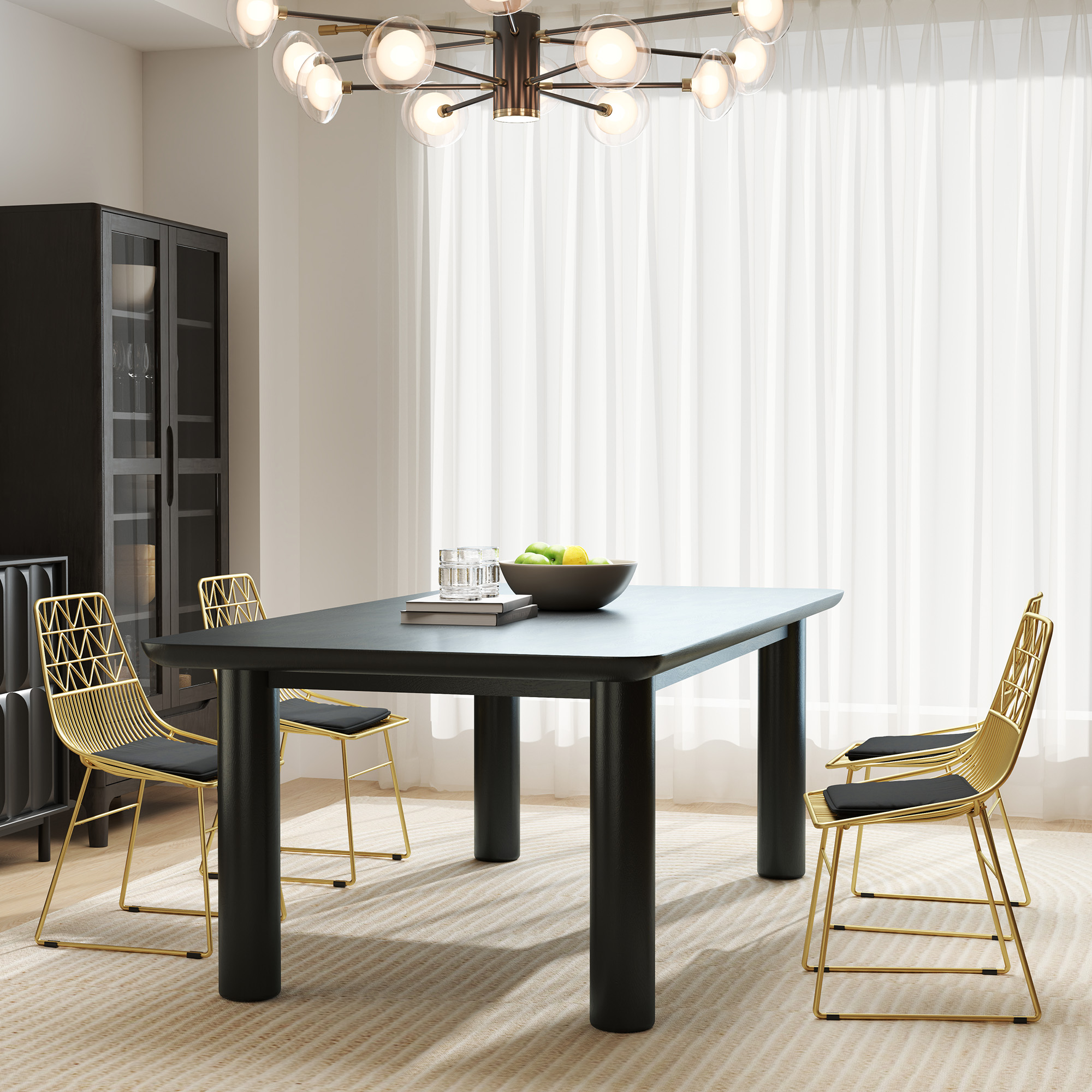 HOMCOM Luxurious Dining Chairs Set of 4, Metal Wire Kitchen Chair with Removable Velvet-feel Cushion, Cut-out Back and Steel Frame for Dining Room, Gold Tone 2