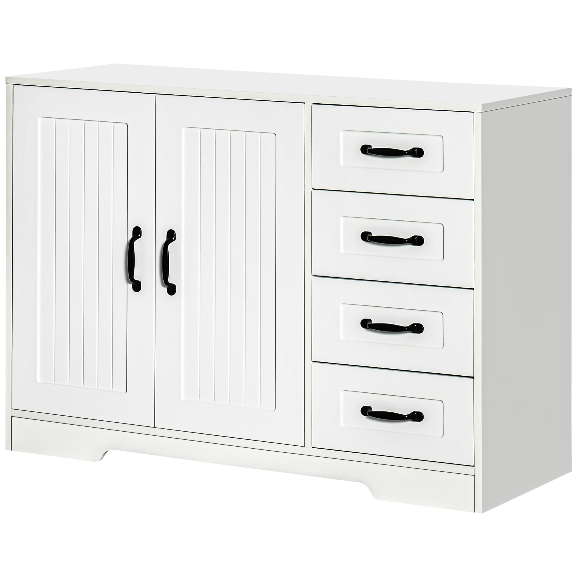 HOMCOM Buffet Commode Armoire, Style Moderne, 4 Tiroirs, 1 Armoire, 105 cm x 40 cm x 76 cm, Blanc