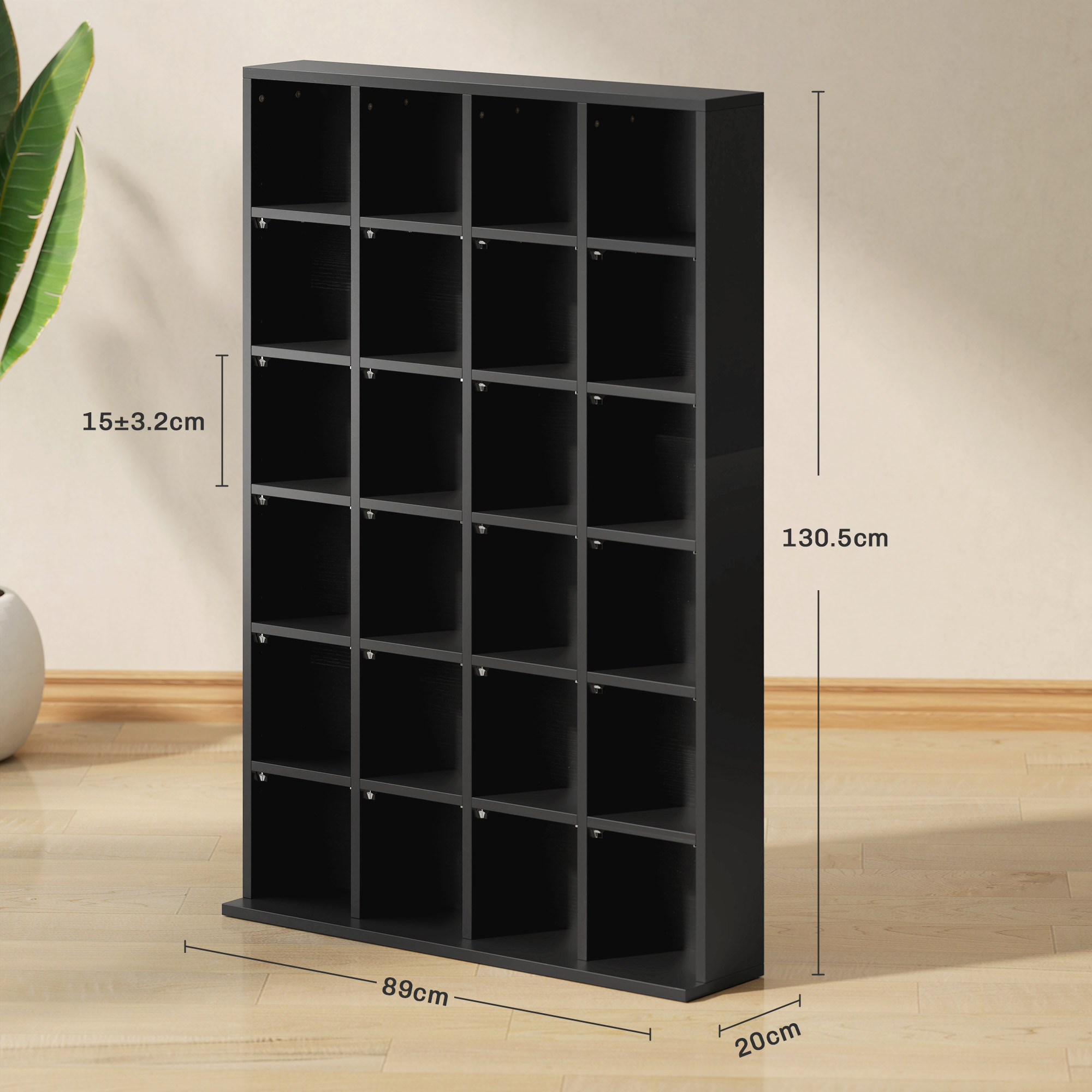 HOMCOM CD Storage Unit with Adjustable Shelves, 89 x 130.5 cm, Black 3