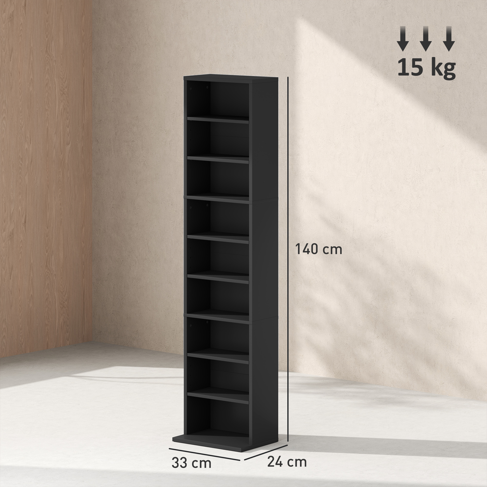 HOMCOM 260 Narrow CD Storage Unit Black 3