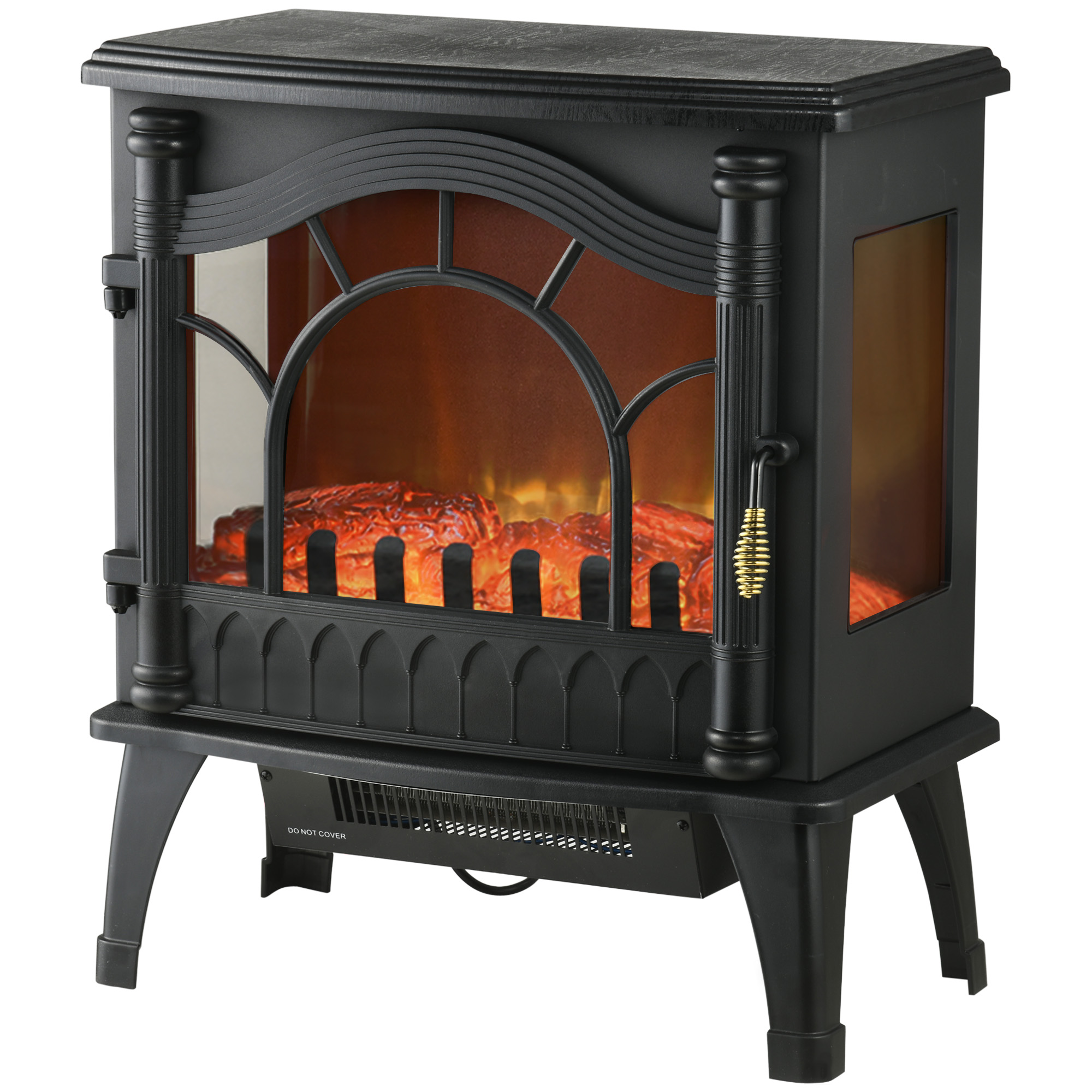 HOMCOM Chimenea Eléctrica 1000W/2000W con Temperatura Ajustable Protección contra Sobrecalentamiento 55x31x58 cm Negro | Aosom España