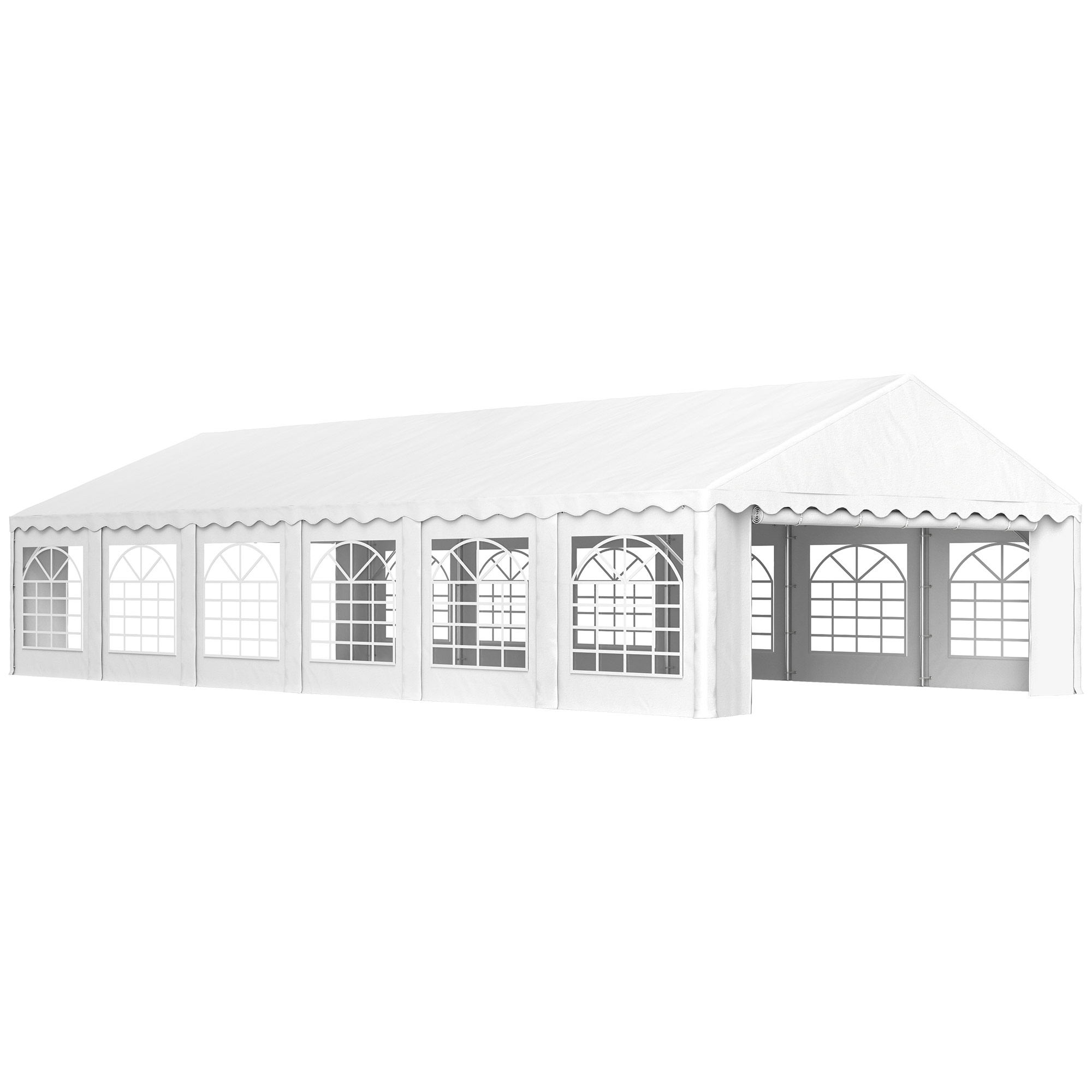Outsunny Carpa para Fiesta 12x6 m con 12 Paredes Laterales Desmontables y 12 Ventanas Impermeable Protección UV 30+ Blanco