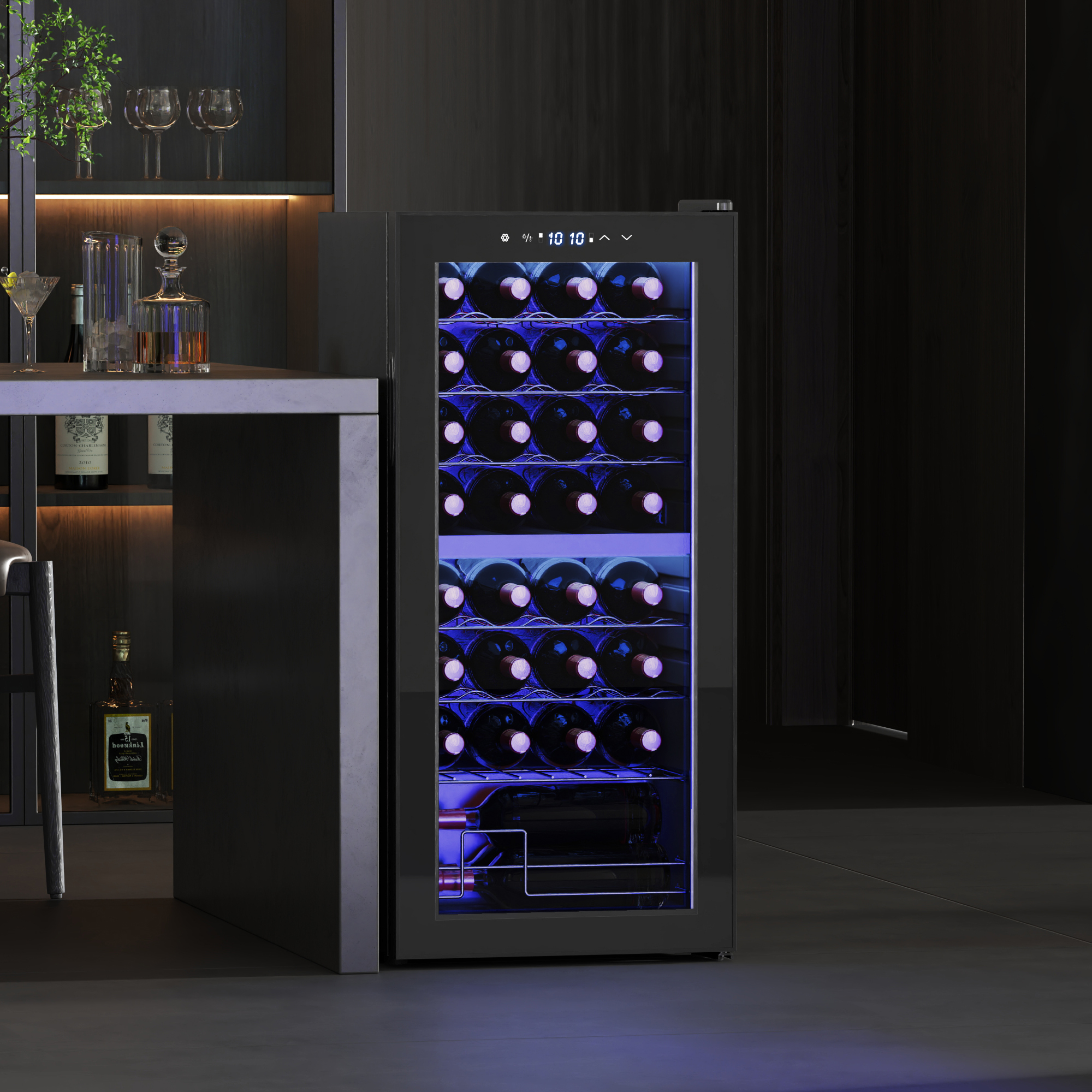 HOMCOM 32 Bottle Dual Zone 5-18℃ Wine Fridge Black 2