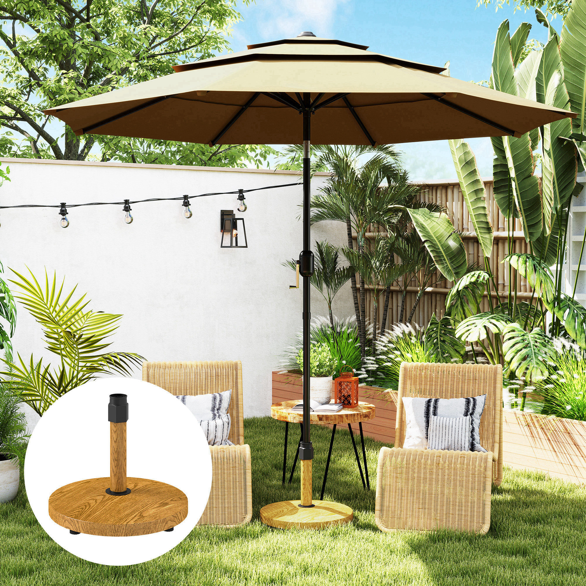 Outsunny parasolvoet 48 cm x 48 cm x 34 cm