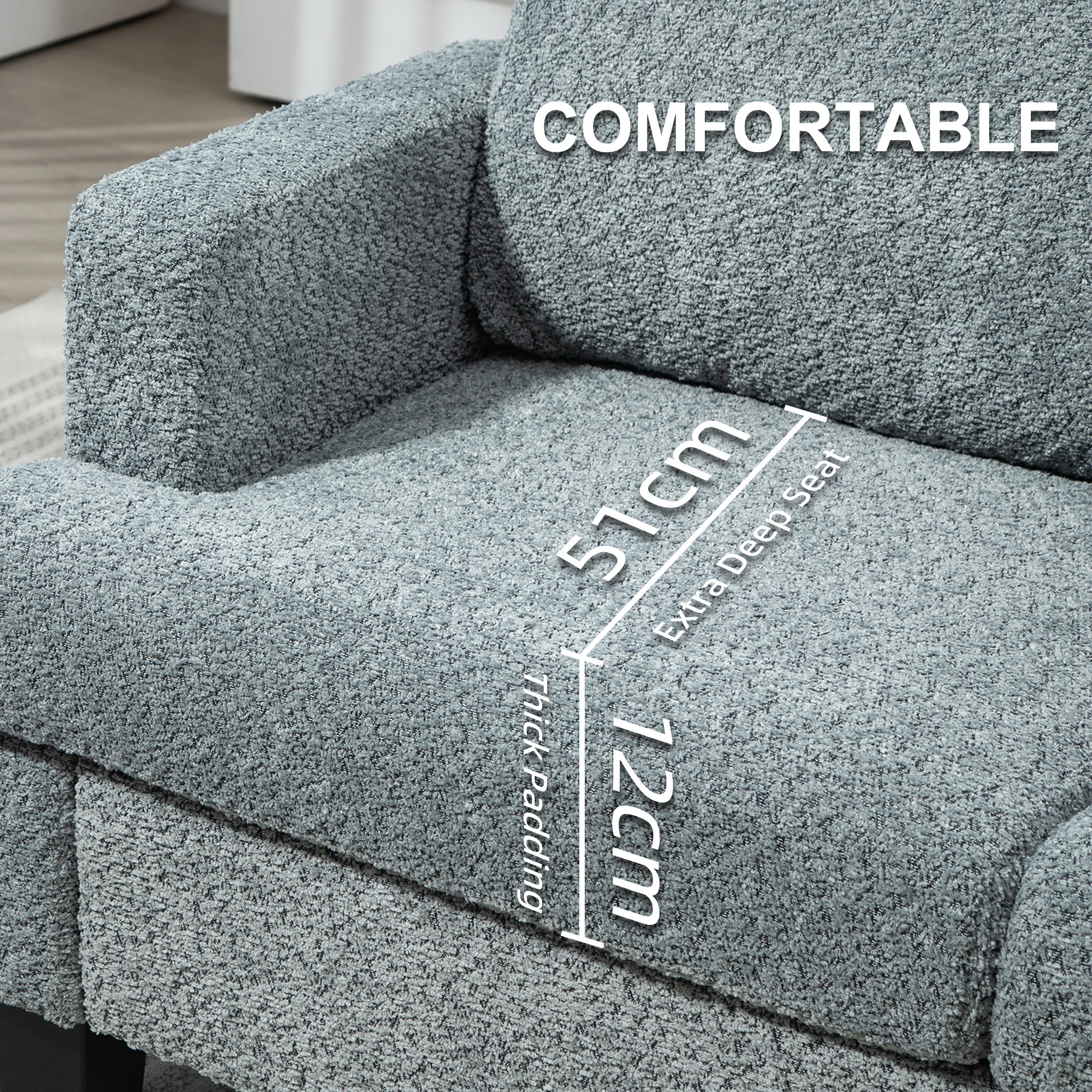 HOMCOM Two-Seater Chenille Sofa Light Grey 4